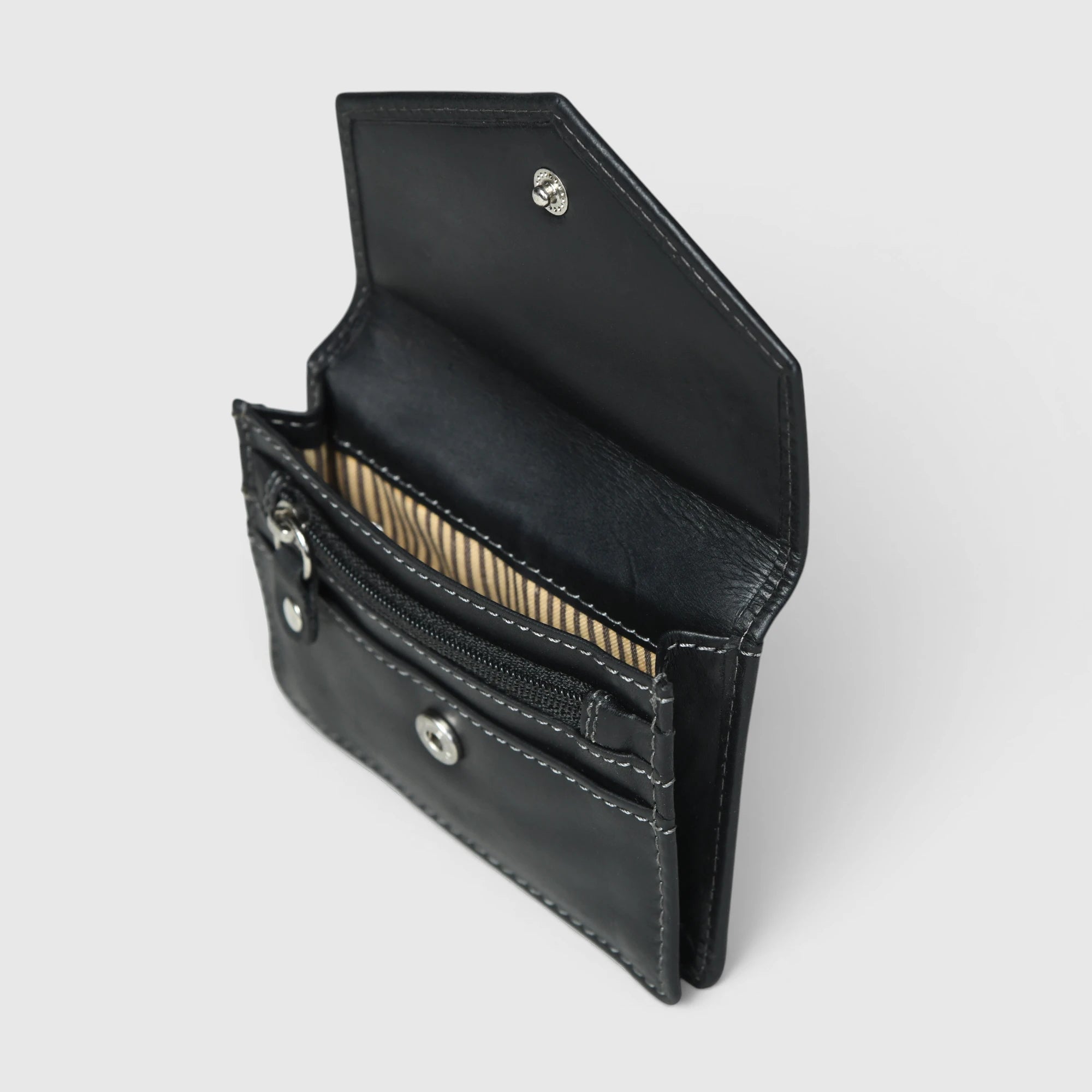 Emerald Regency Compact Vintage Leather Card Wallet - Black Colour