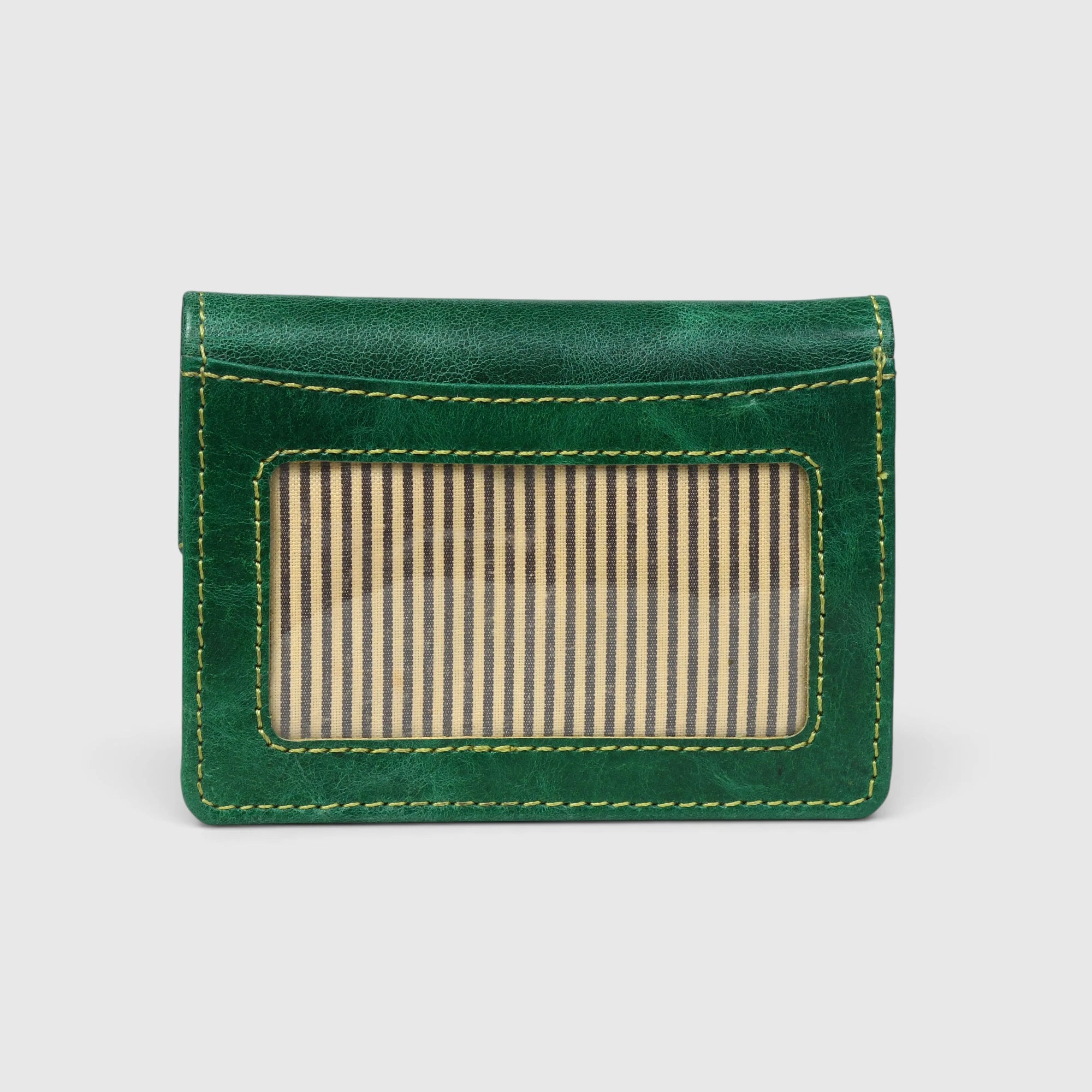 Emerald Regency Compact Vintage Leather Card Wallet - Rich Green