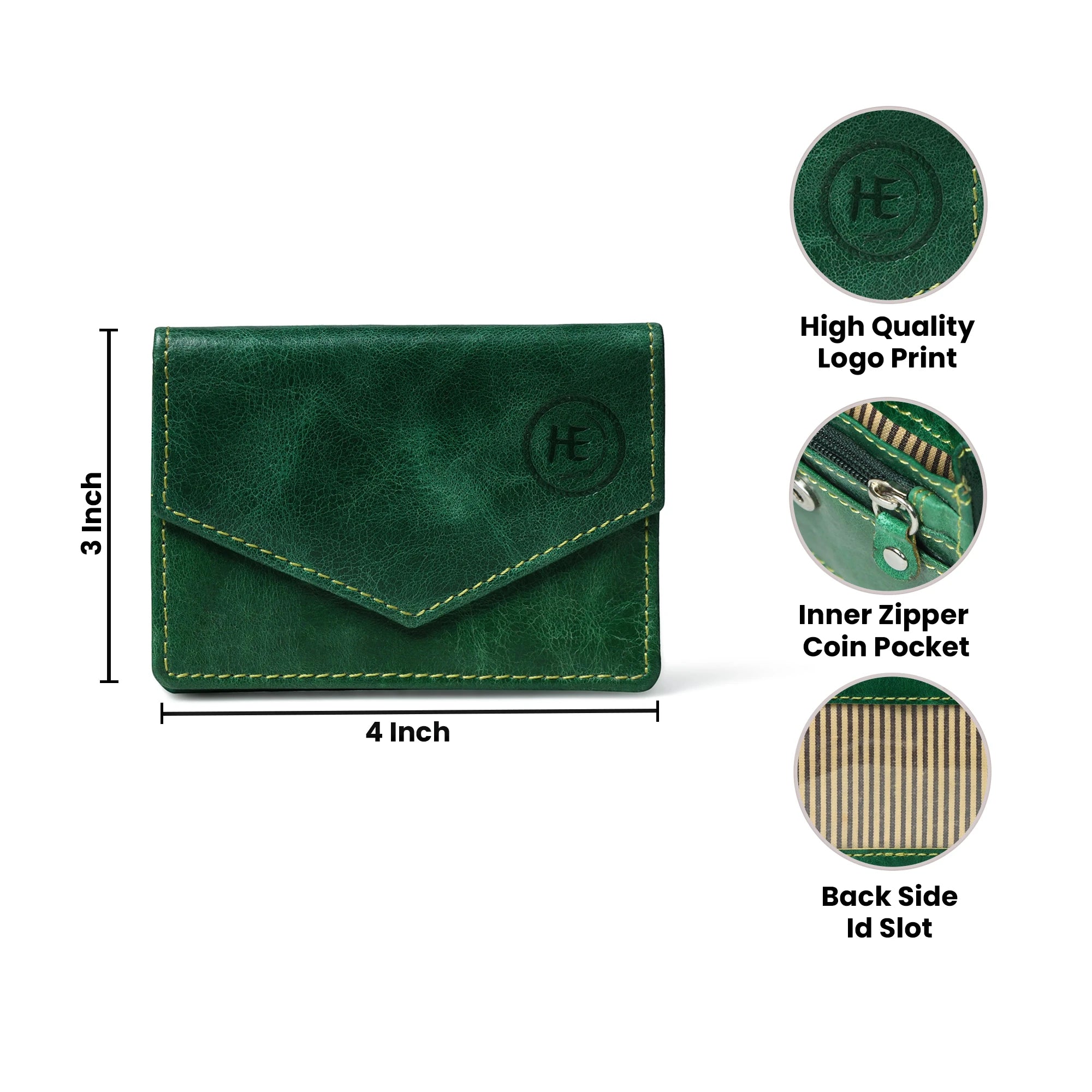 Emerald Regency Compact Vintage Leather Card Wallet - Rich Green