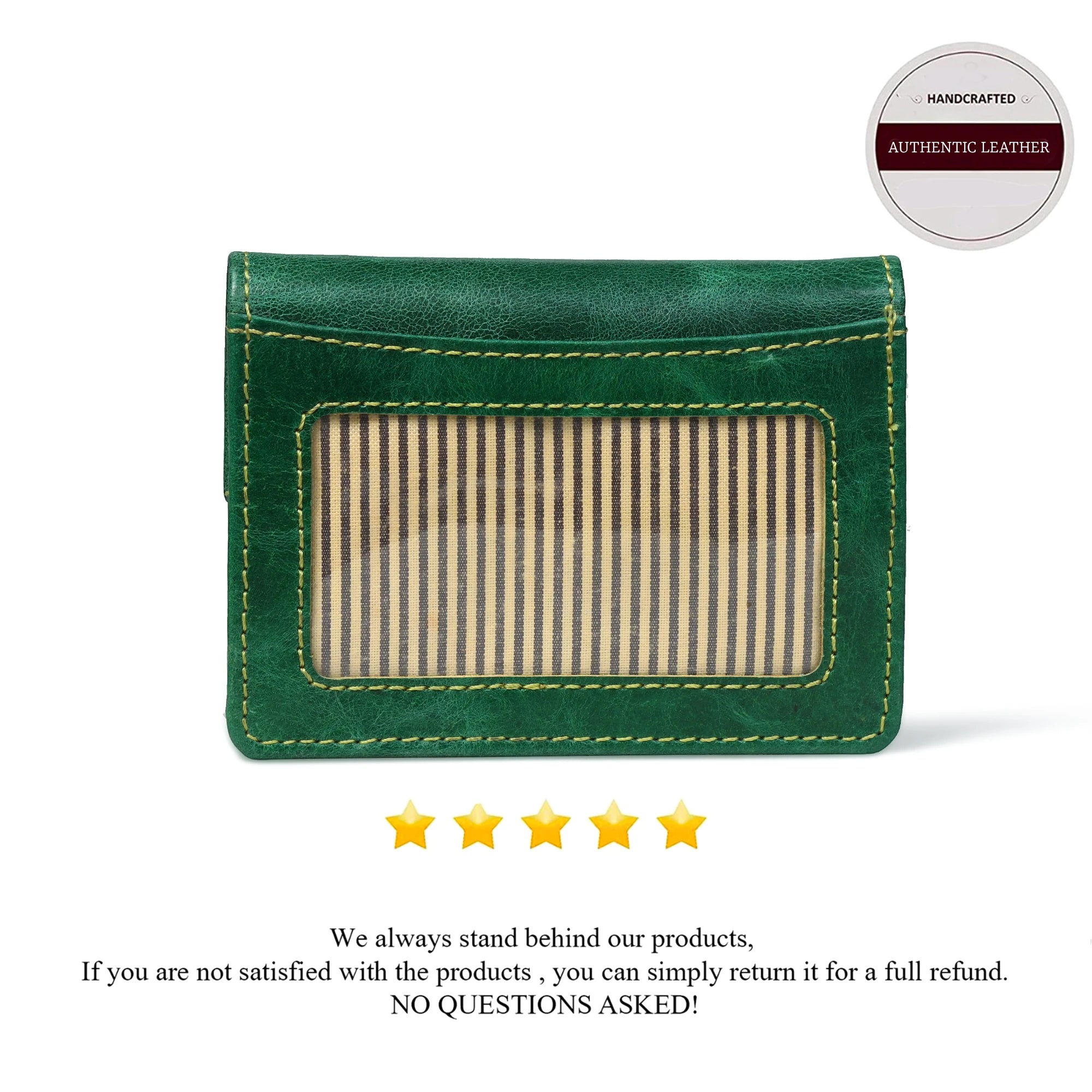 Emerald Regency Compact Vintage Leather Card Wallet - Rich Green