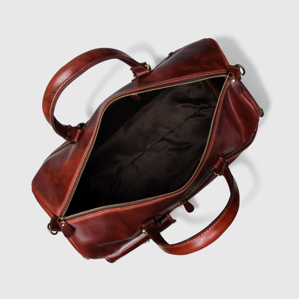 The Odyssey Leather Travel Duffle - Crimson Red