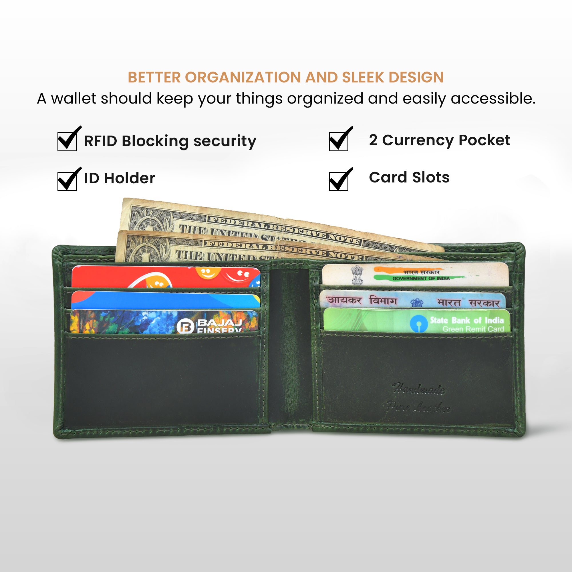 Timeless Leather Wallet | Handcrafted RFID-Blocking Bifold