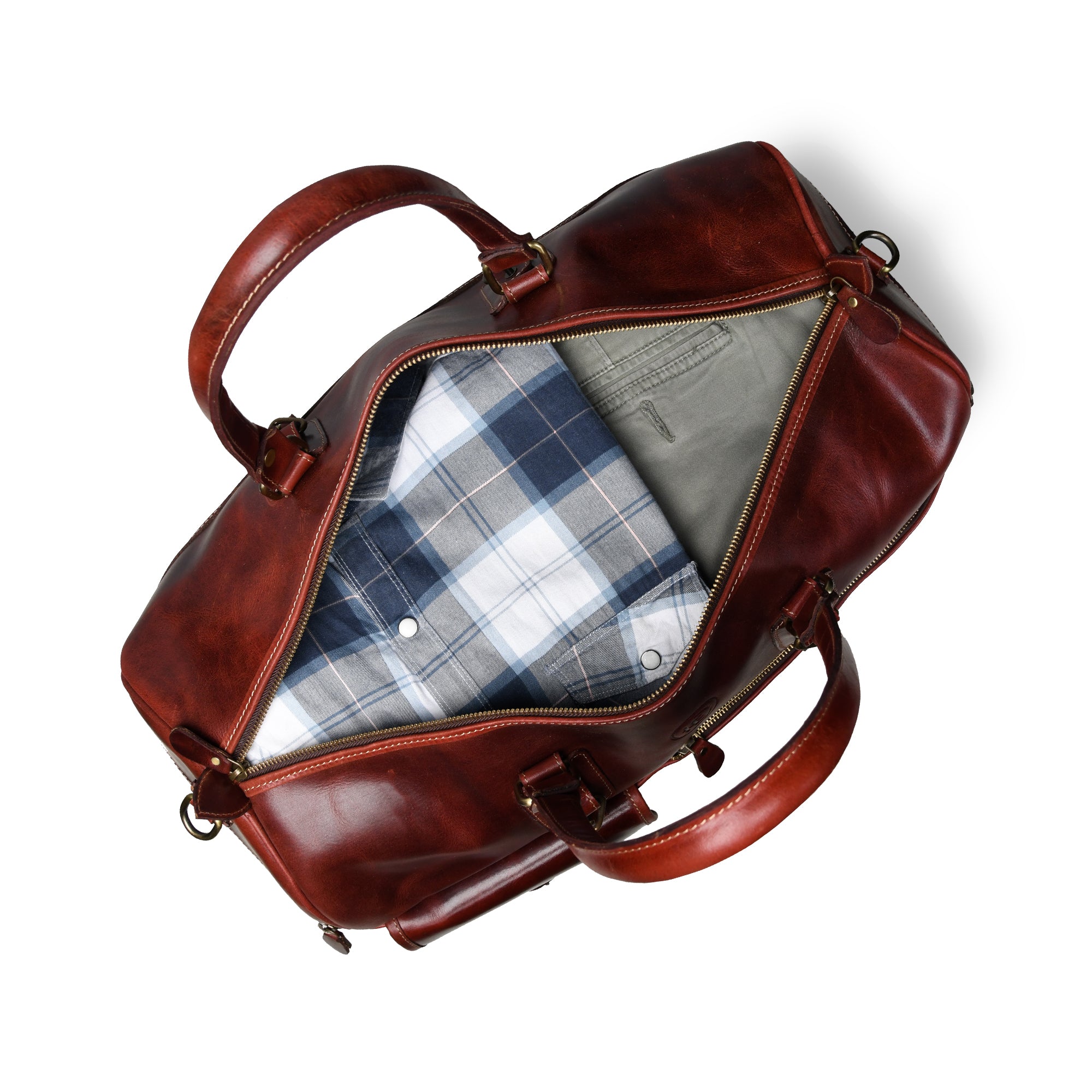 The Odyssey Leather Travel Duffel - Cherry Red Colour