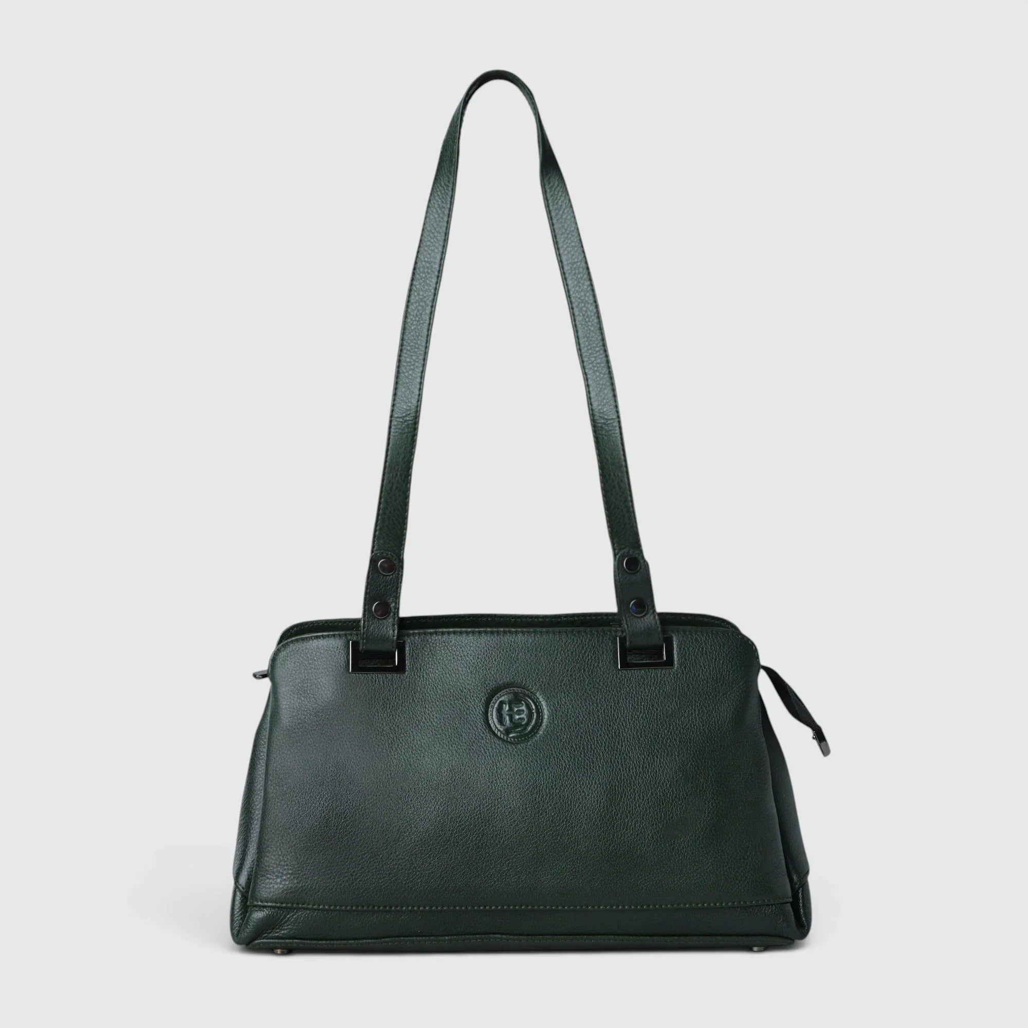 Elena Leather Shoulder Bag - Forest Green