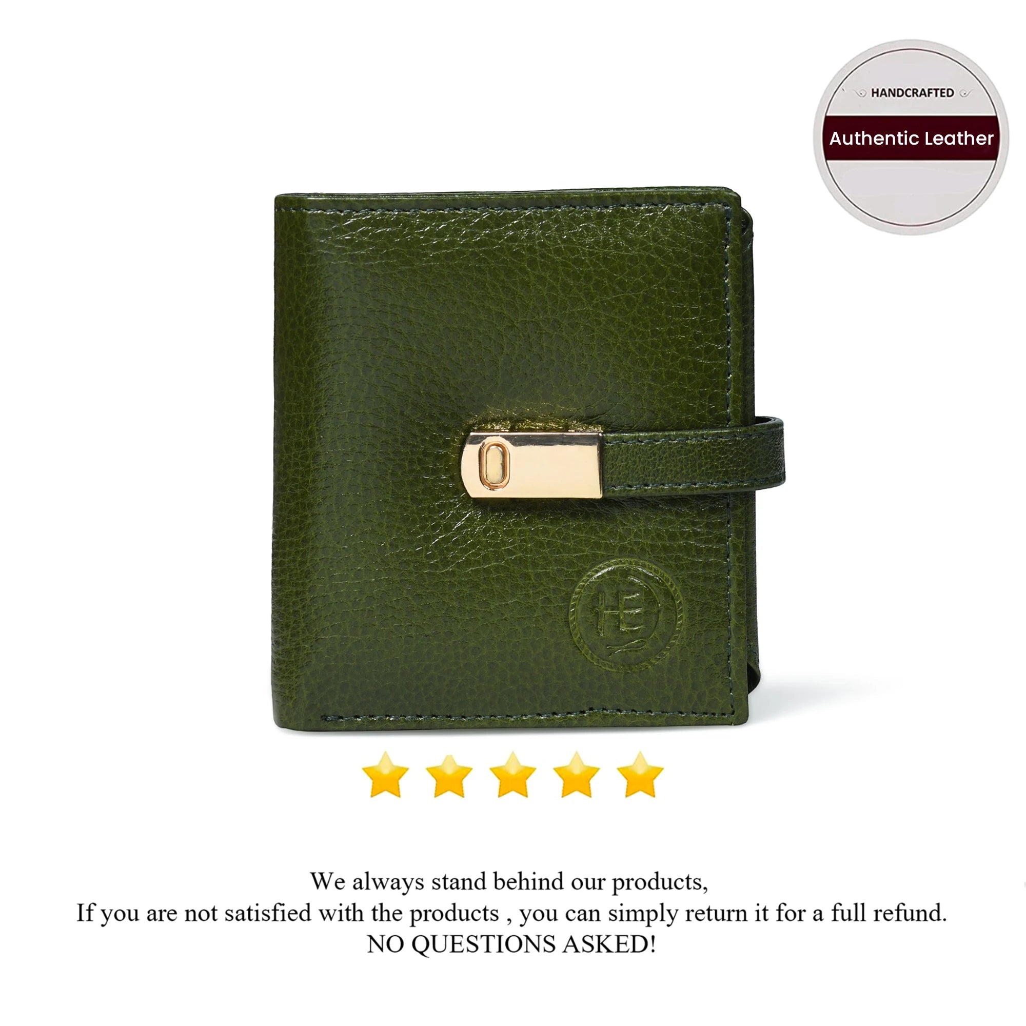 Crest Compact Leather Trifold Wallet – Olive Colour