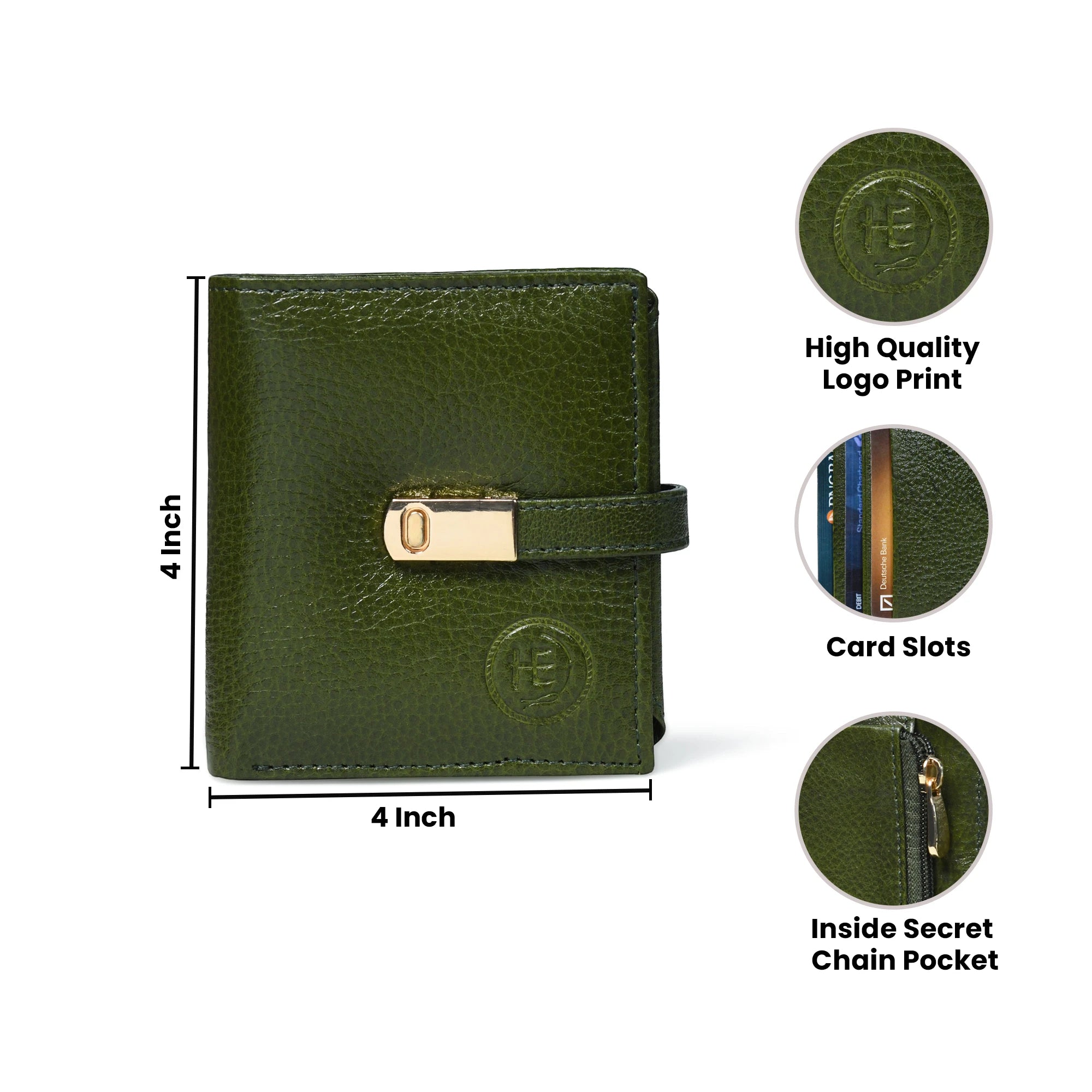 Crest Compact Leather Trifold Wallet – Olive Colour