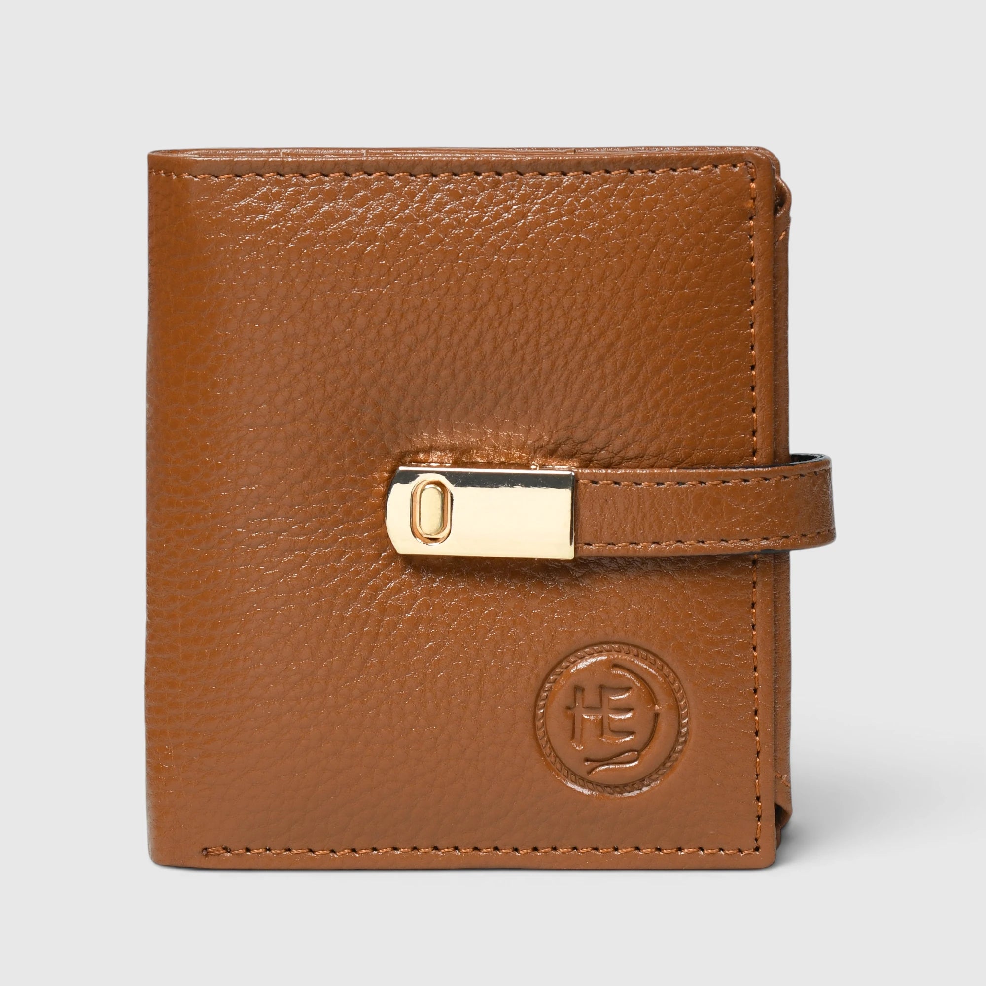 Crest Compact Leather Trifold Wallet – Tan Colour