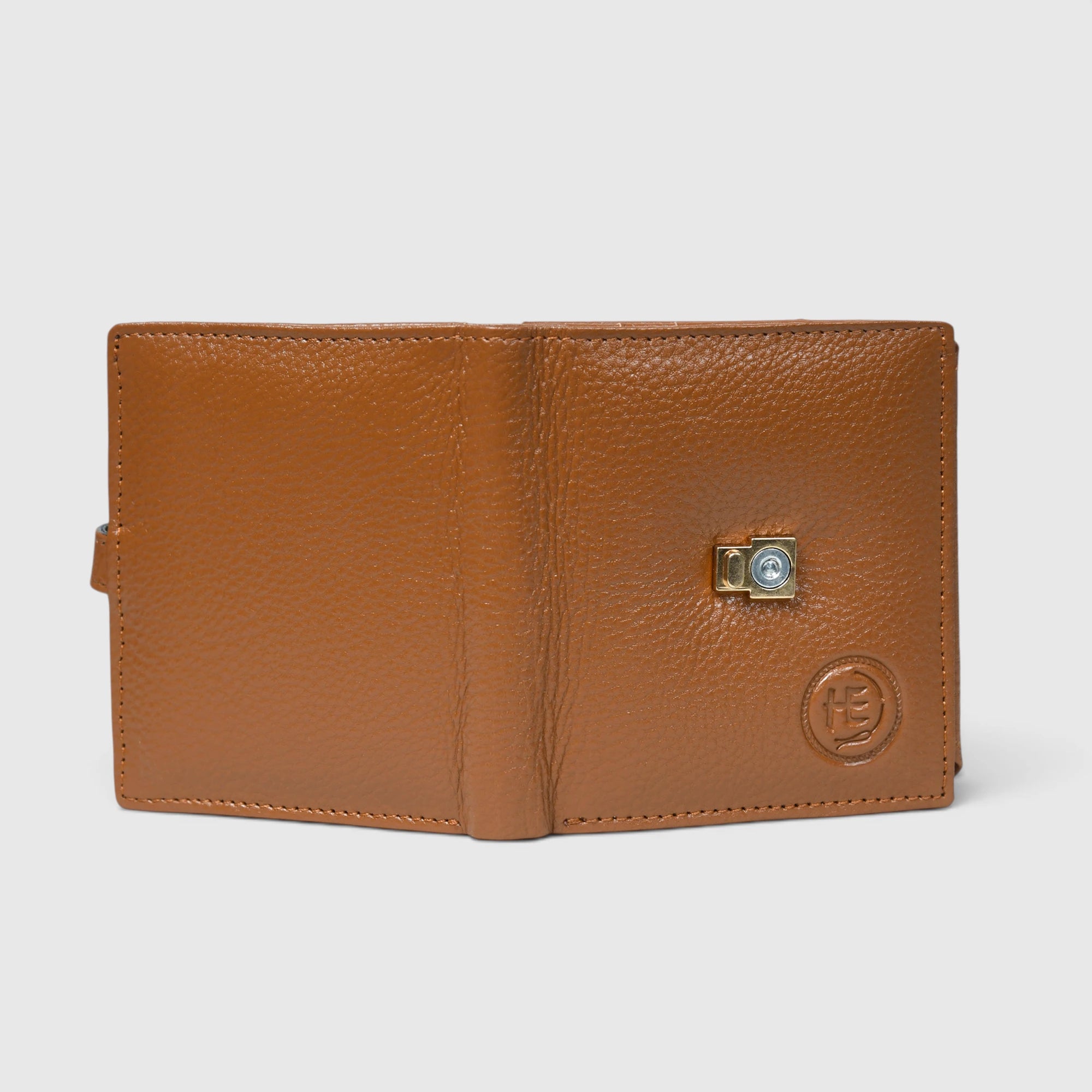 Crest Compact Leather Trifold Wallet – Tan Colour