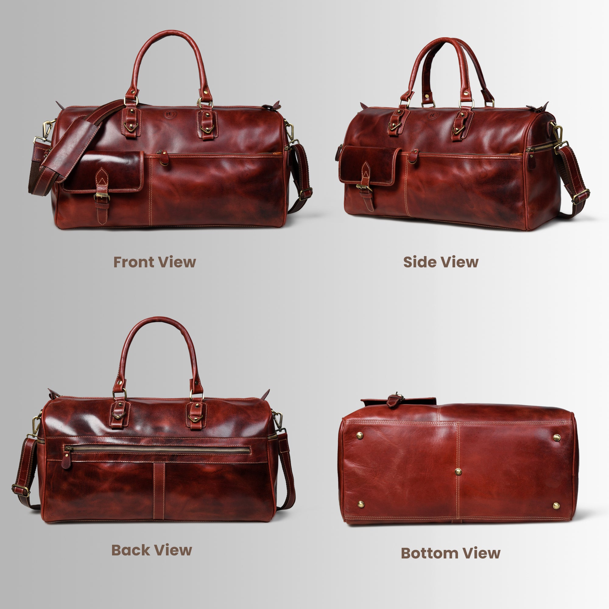 The Odyssey Leather Travel Duffel - Cherry Red Colour