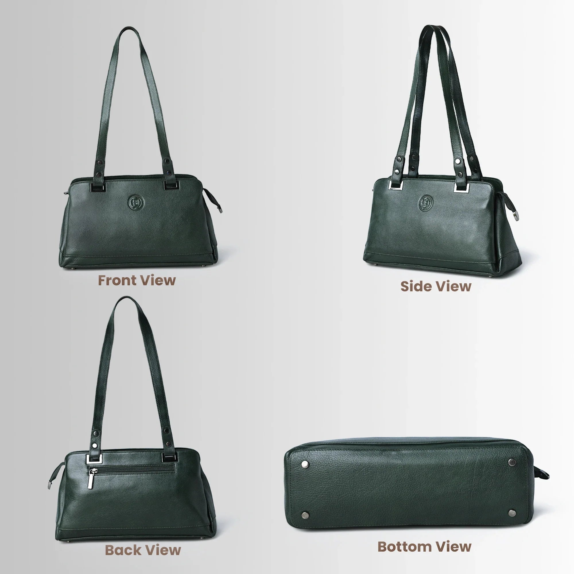 Elena Leather Shoulder Bag - Forest Green