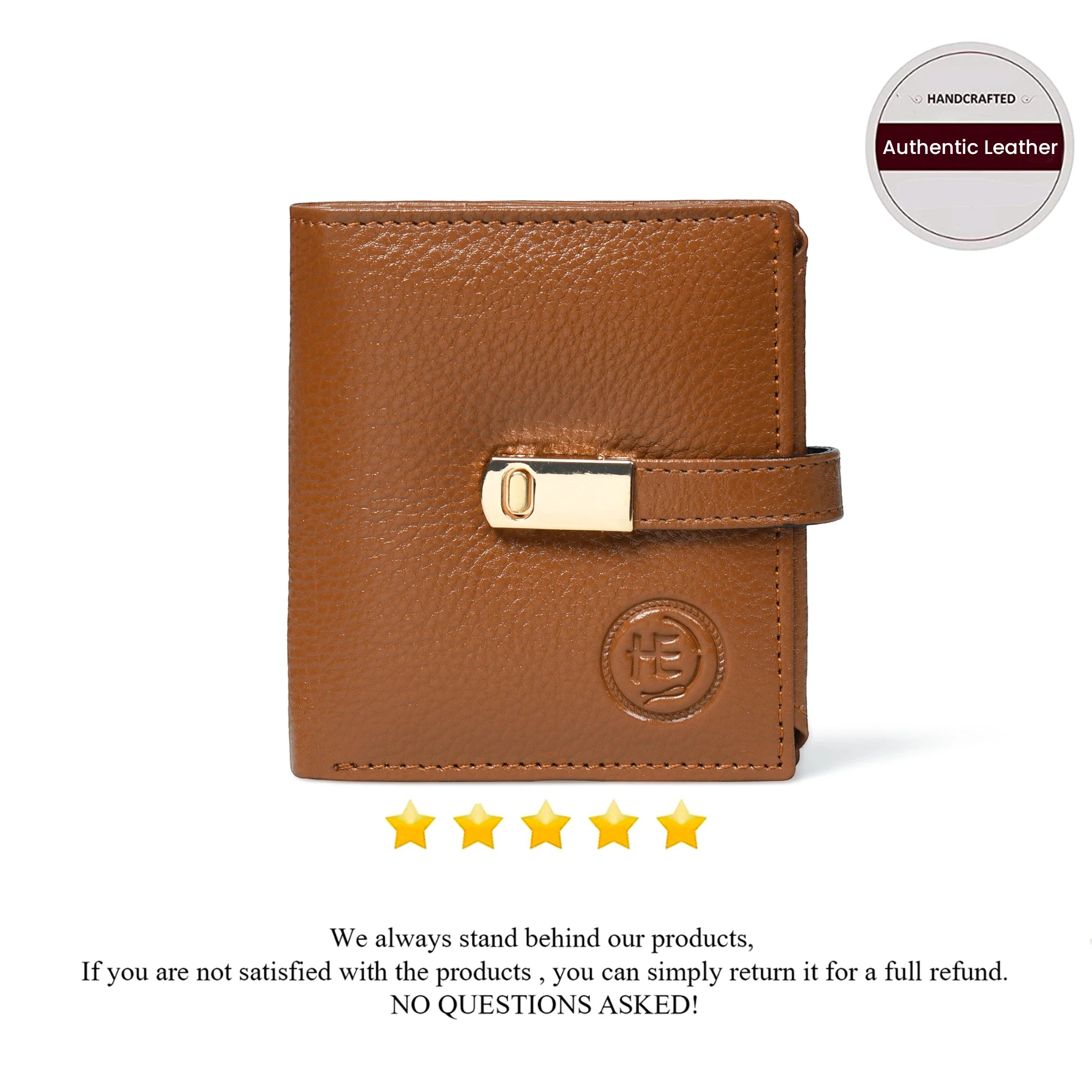 Crest Compact Leather Trifold Wallet – Tan Colour