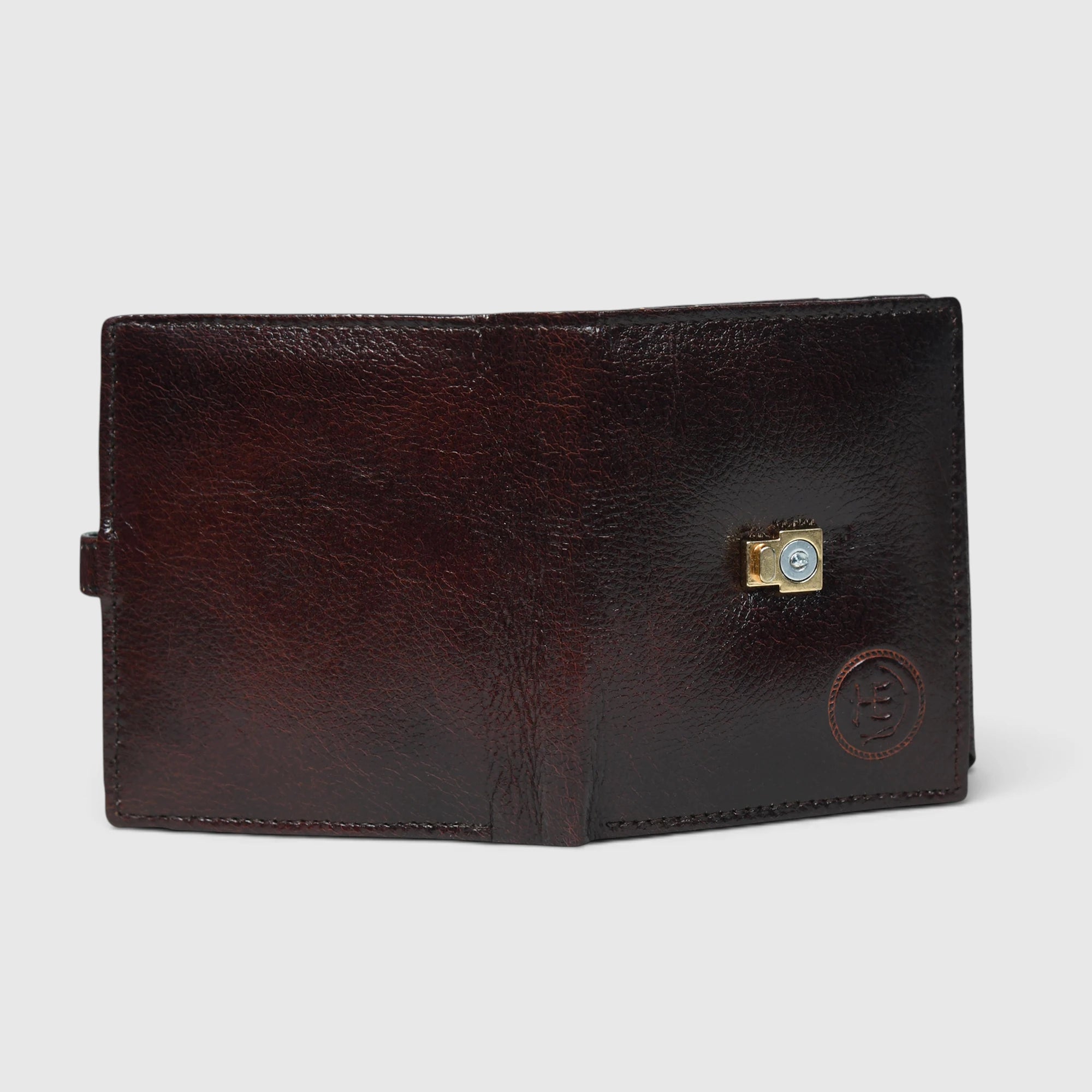 Crest Compact Leather Trifold Wallet – Maroon colour
