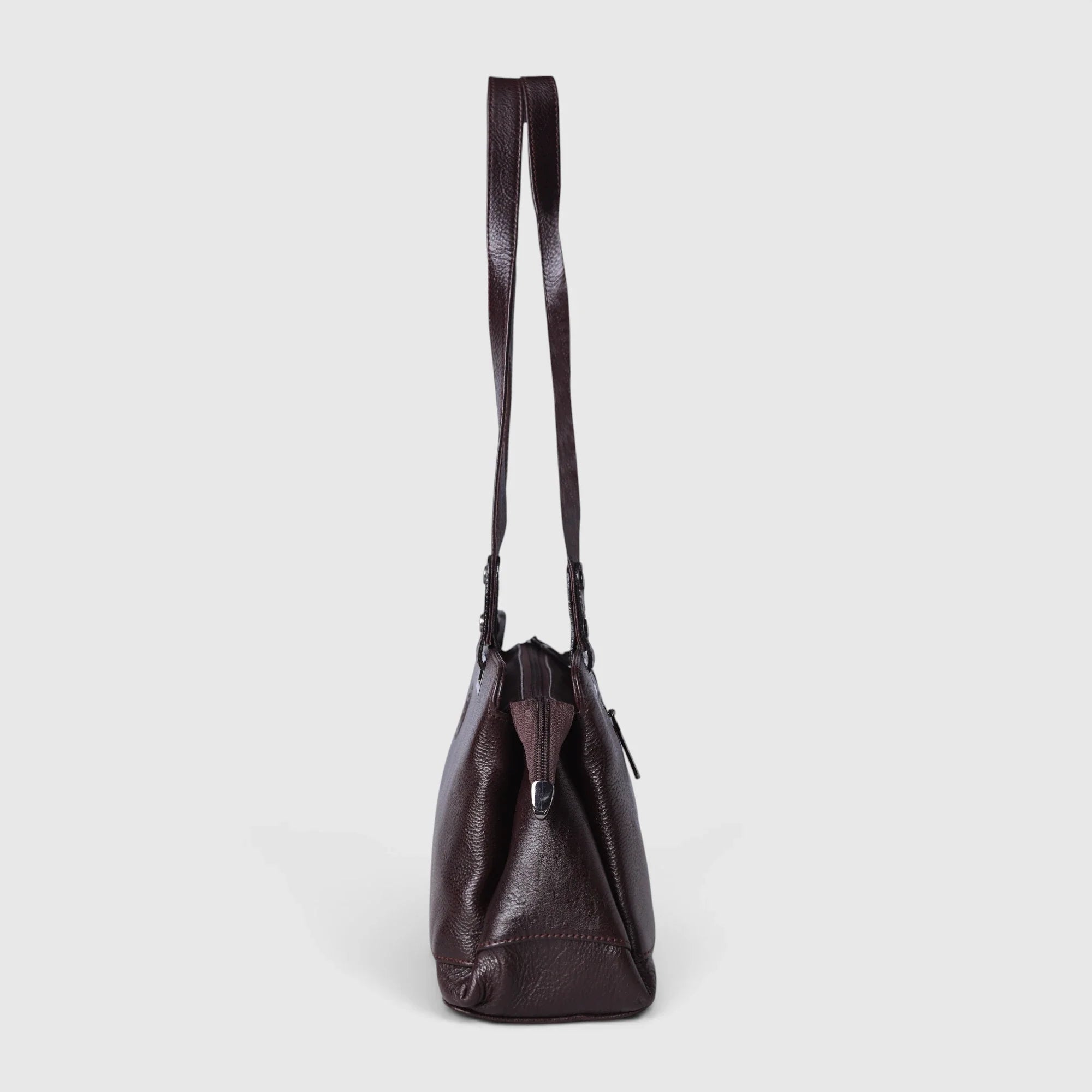 Elena Leather Shoulder Bag - Espresso Brown