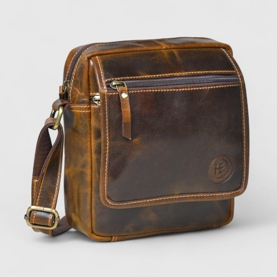 Explorer Vintage Leather Sling Bag - Brown colour