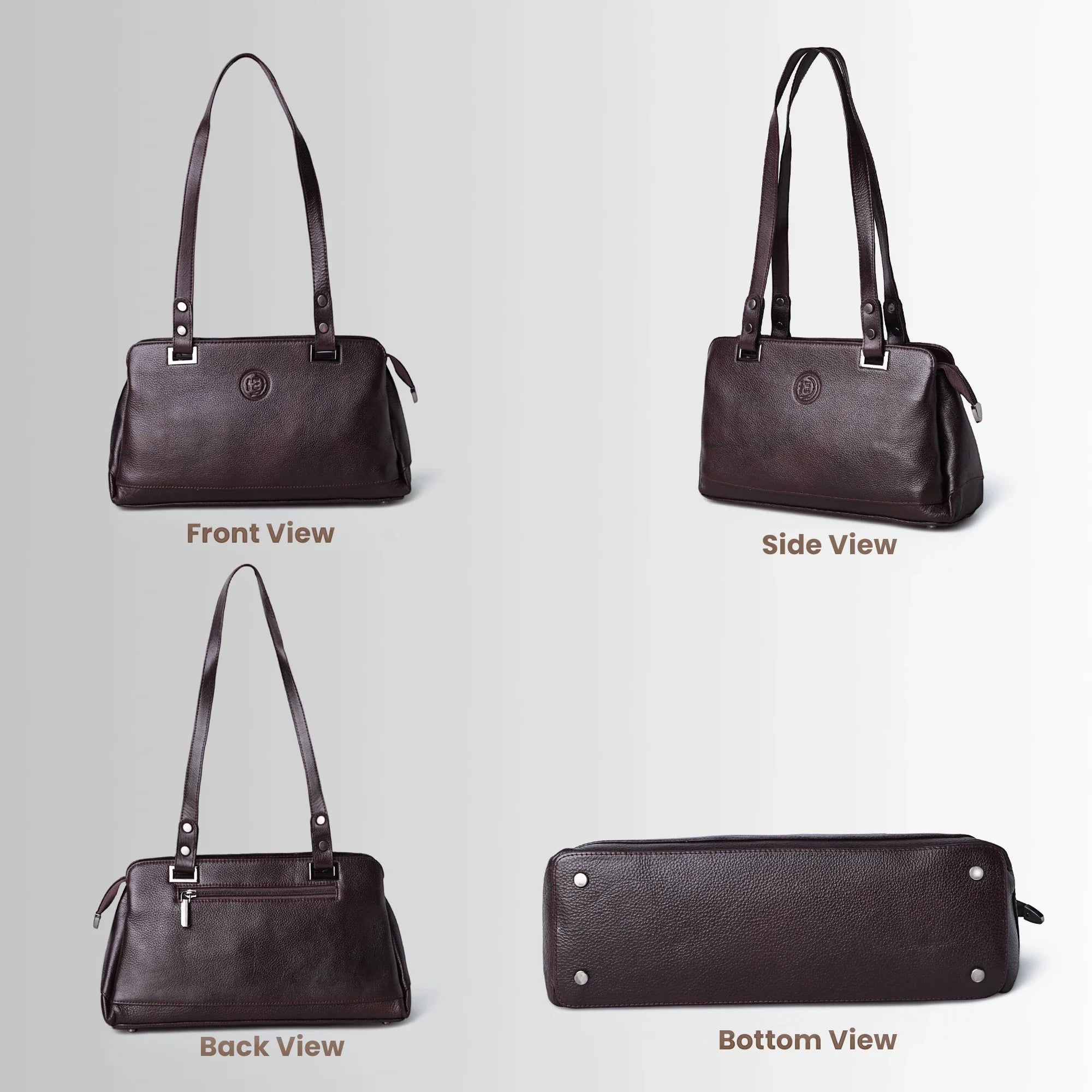 Elena Leather Shoulder Bag - Espresso Brown