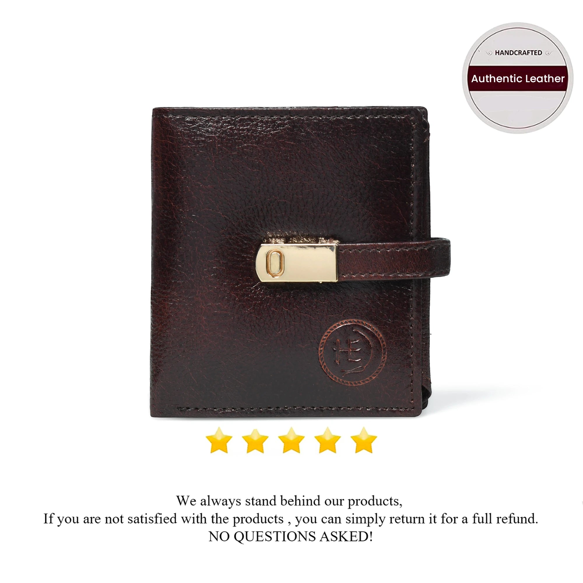Crest Compact Leather Trifold Wallet – Maroon colour