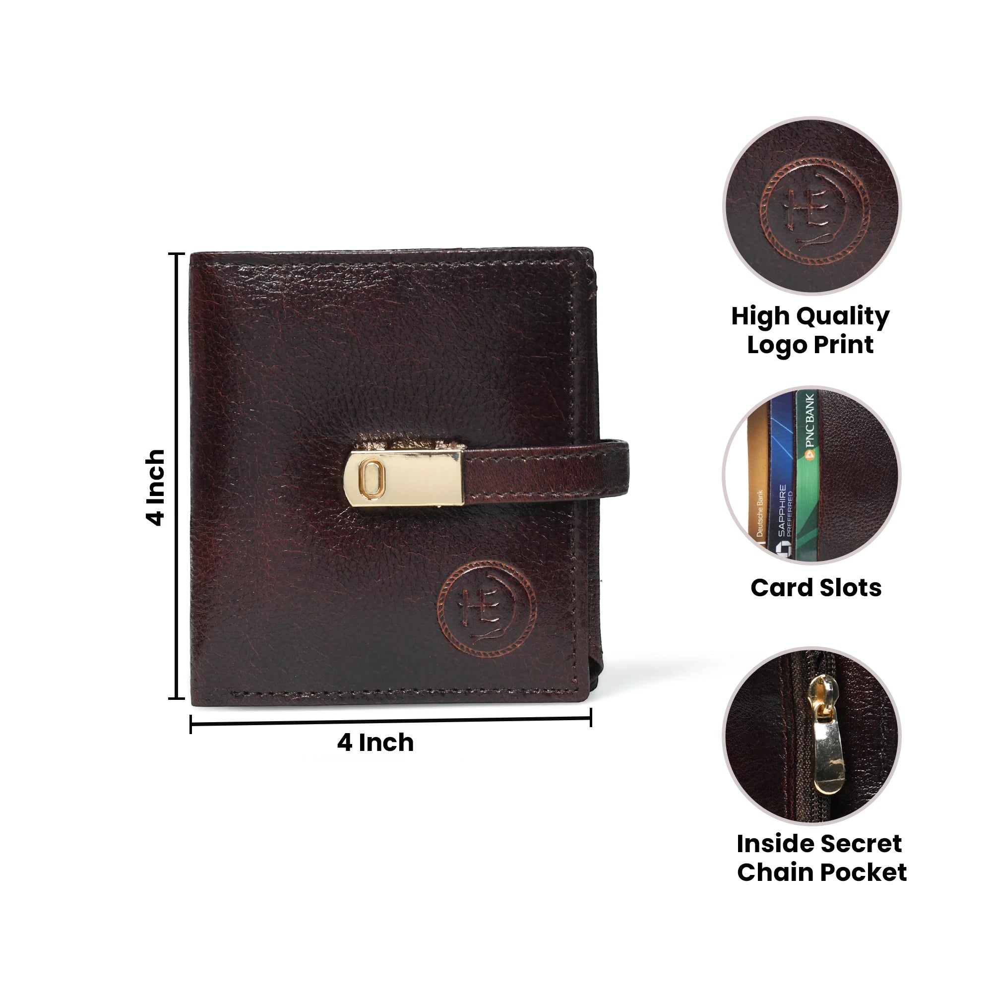 Crest Compact Leather Trifold Wallet – Maroon colour