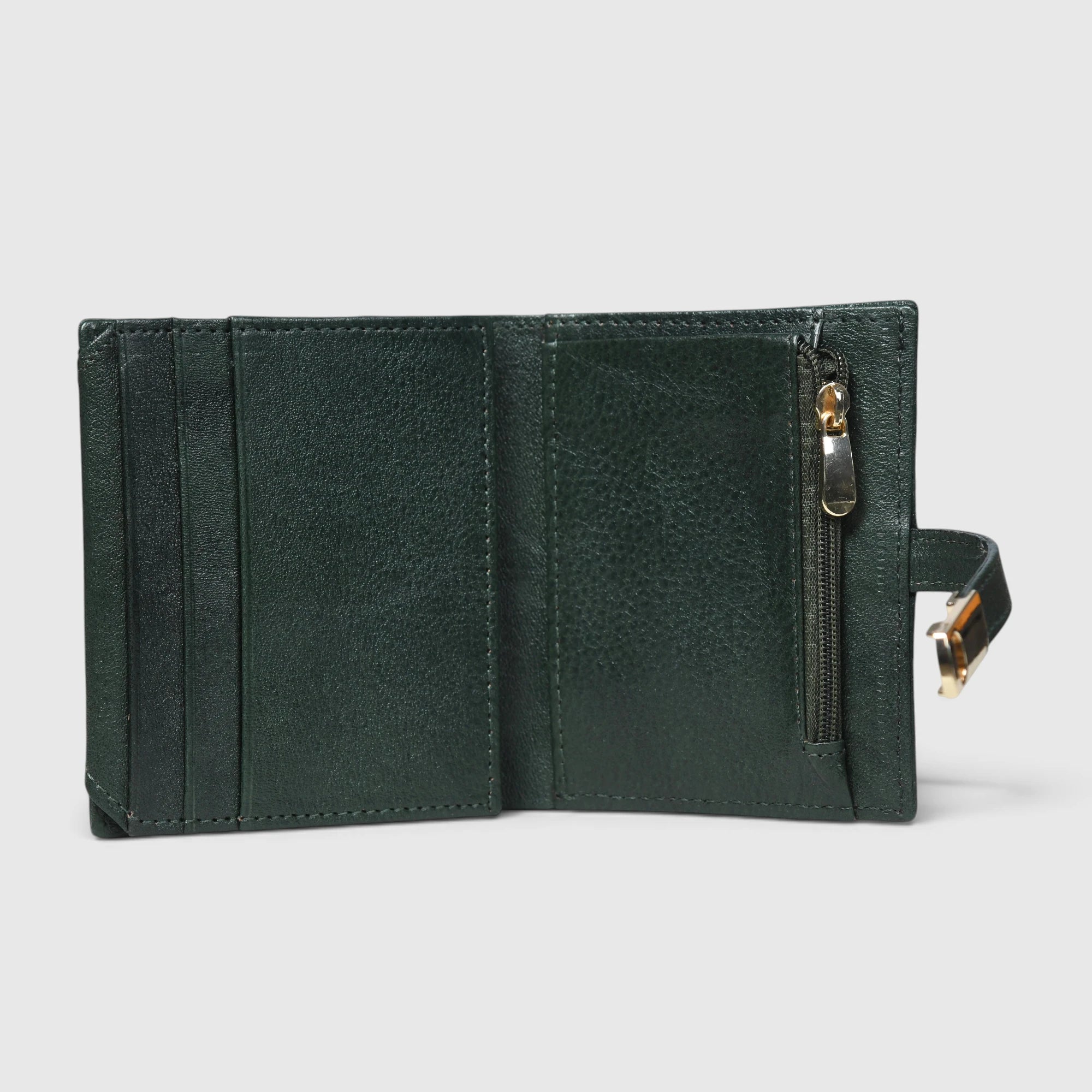 Crest Compact Leather Trifold Wallet – Rich Green