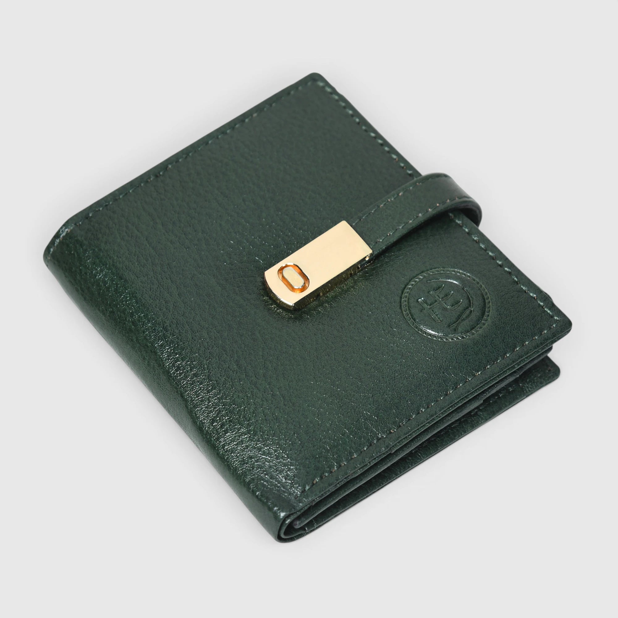Crest Compact Leather Trifold Wallet – Rich Green