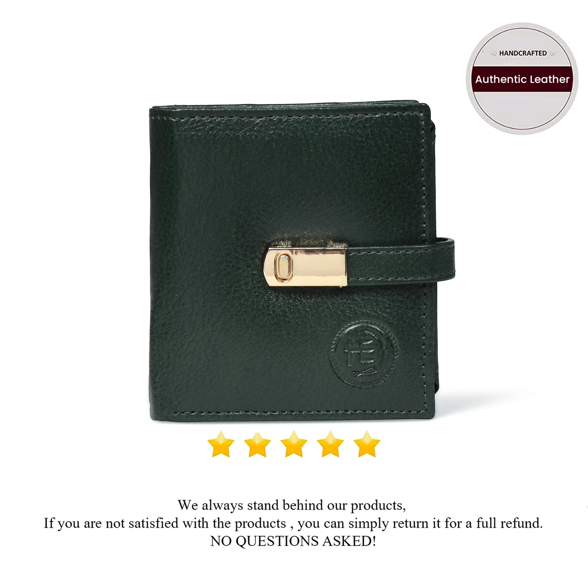 Crest Compact Leather Trifold Wallet – Rich Green