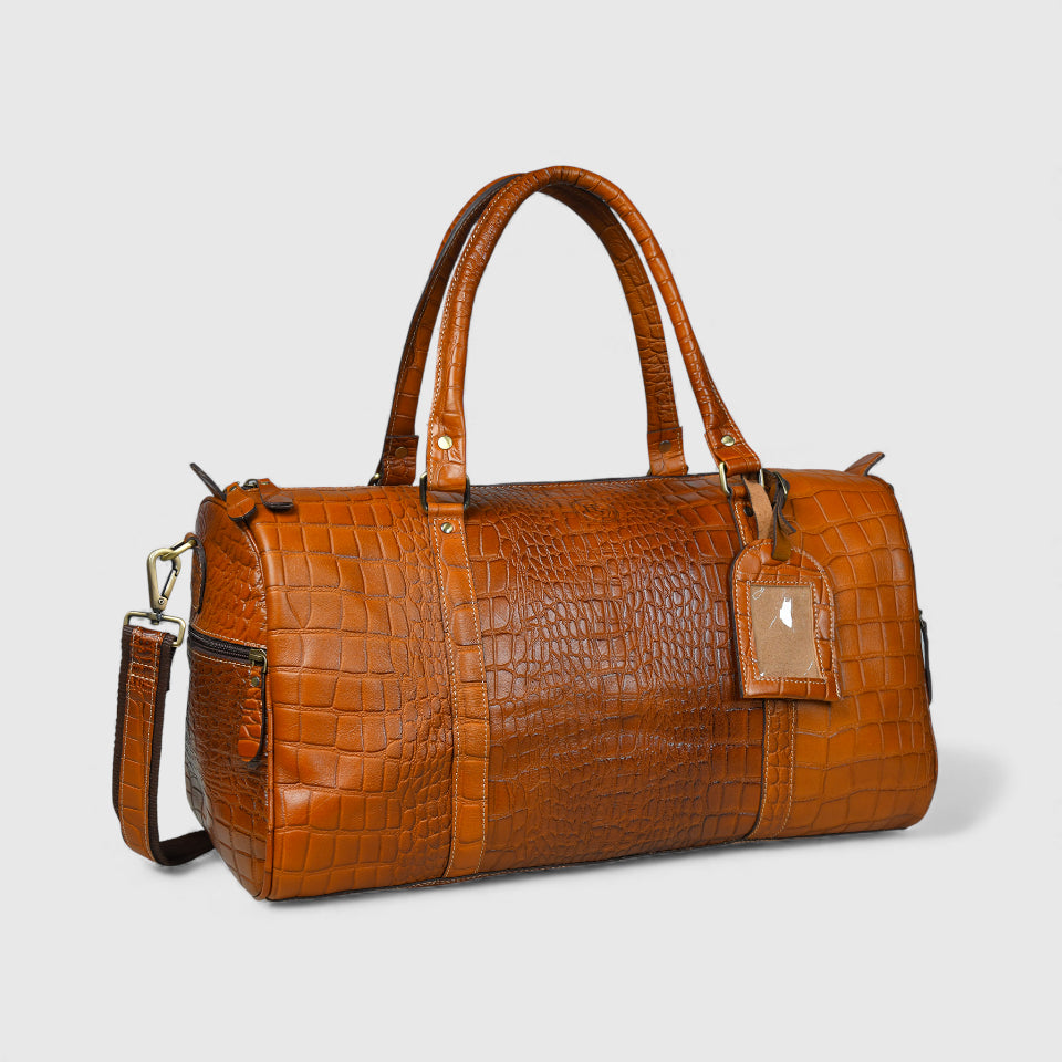 Sahara Croco Leather Travel Duffle Bag