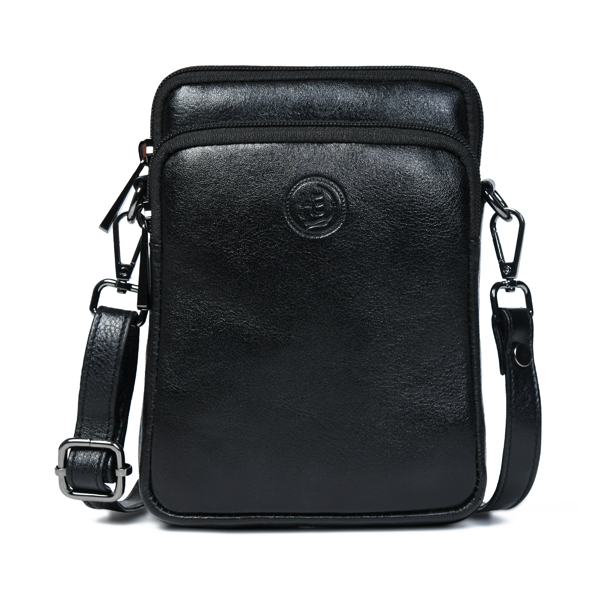 AmberStride Leather Sling Bag – Black Colour