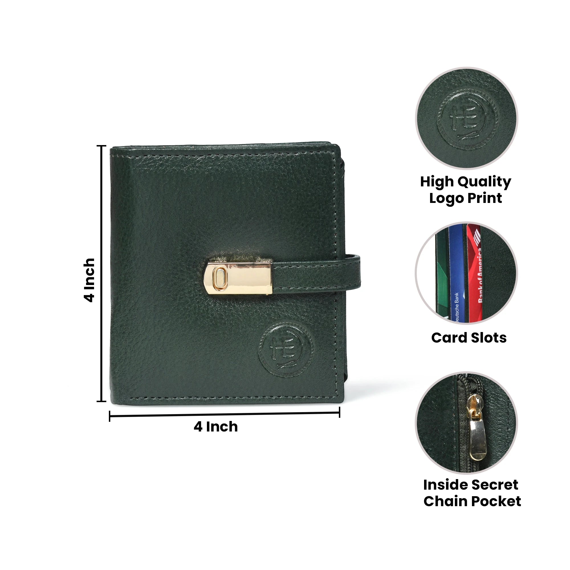 Crest Compact Leather Trifold Wallet – Rich Green
