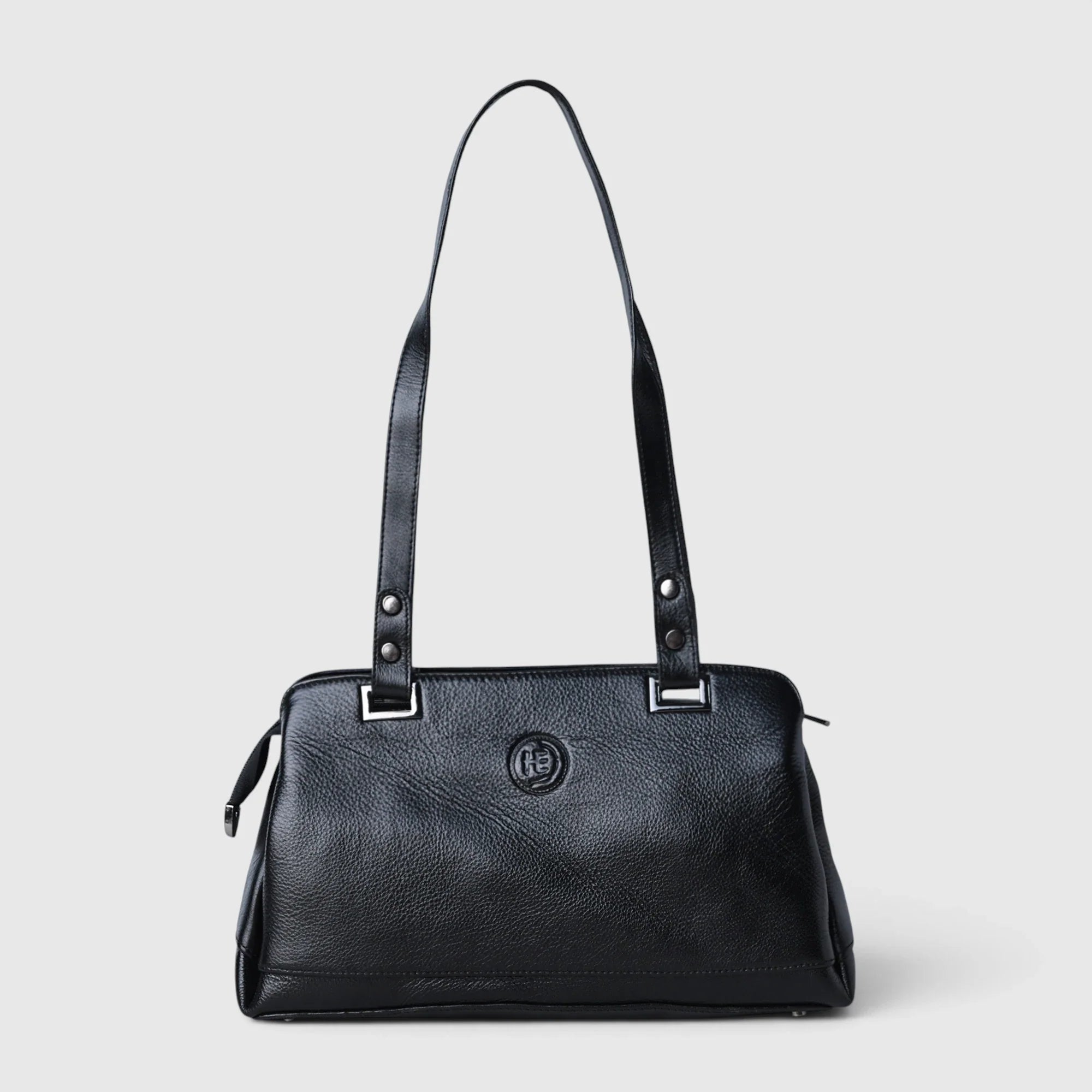 Elena Leather Shoulder Bag - Black Colour