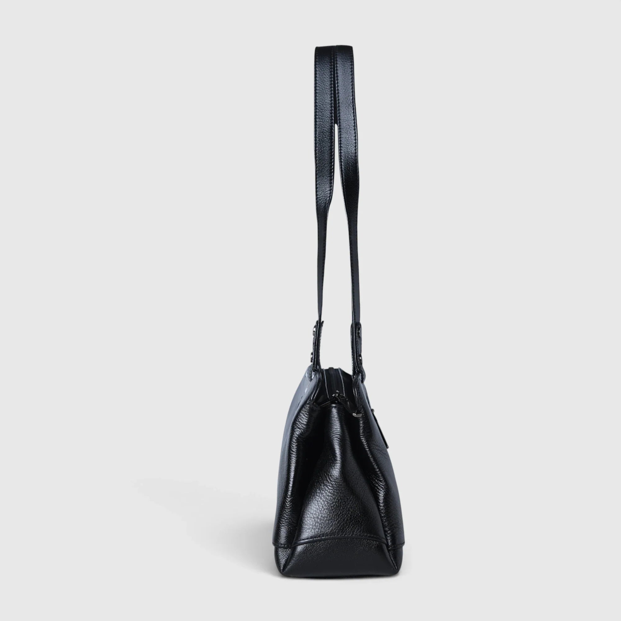 Elena Leather Shoulder Bag - Black Colour