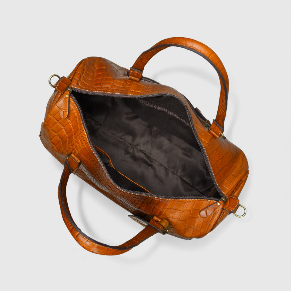 Sahara Croco Leather Travel Duffle Bag