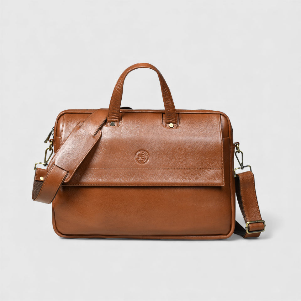 Executive Edge Leather Laptop Briefcase - Tan Colour
