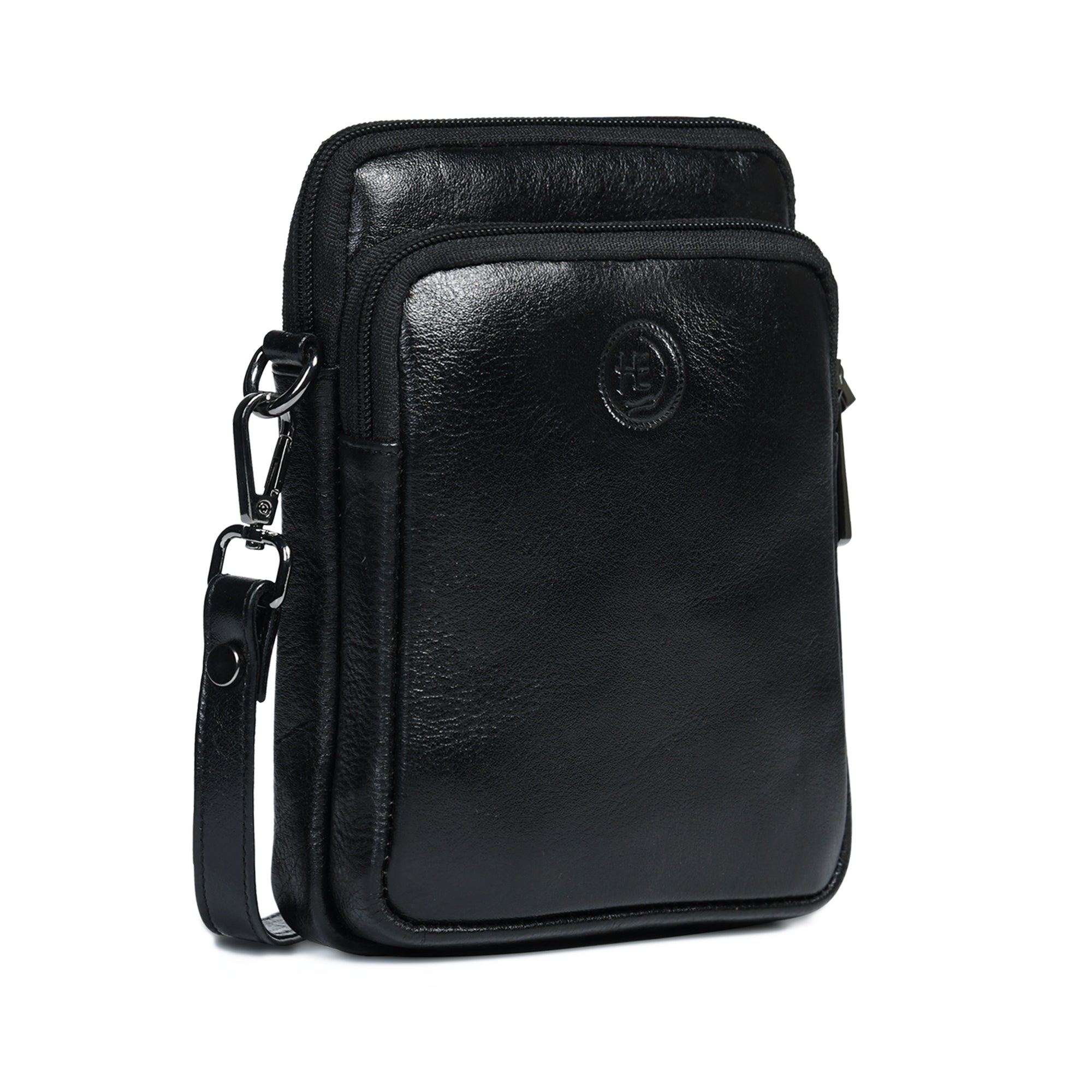 AmberStride Leather Sling Bag – Black Colour