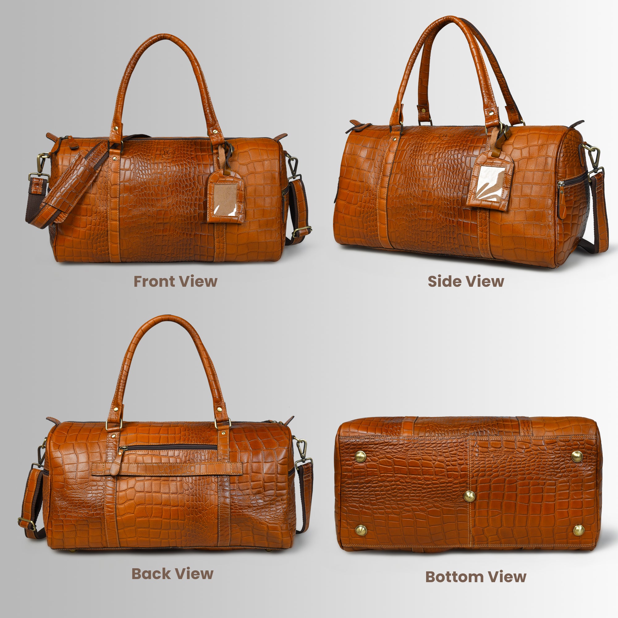 Sahara Croco Leather Travel Duffel Bag