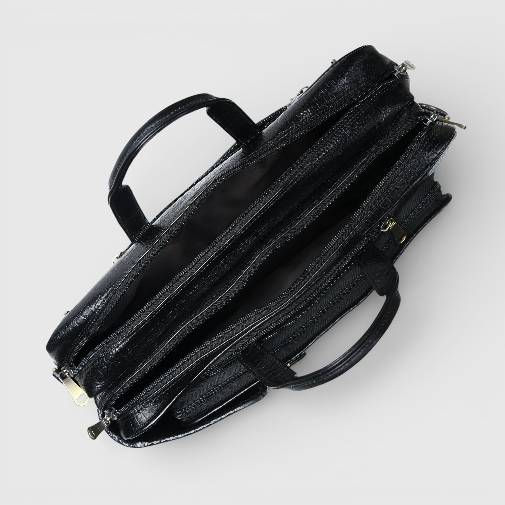 Heritage Voyager Convertible Leather Backpack – Croco Textured Laptop Backpack & Briefcase | Black colour