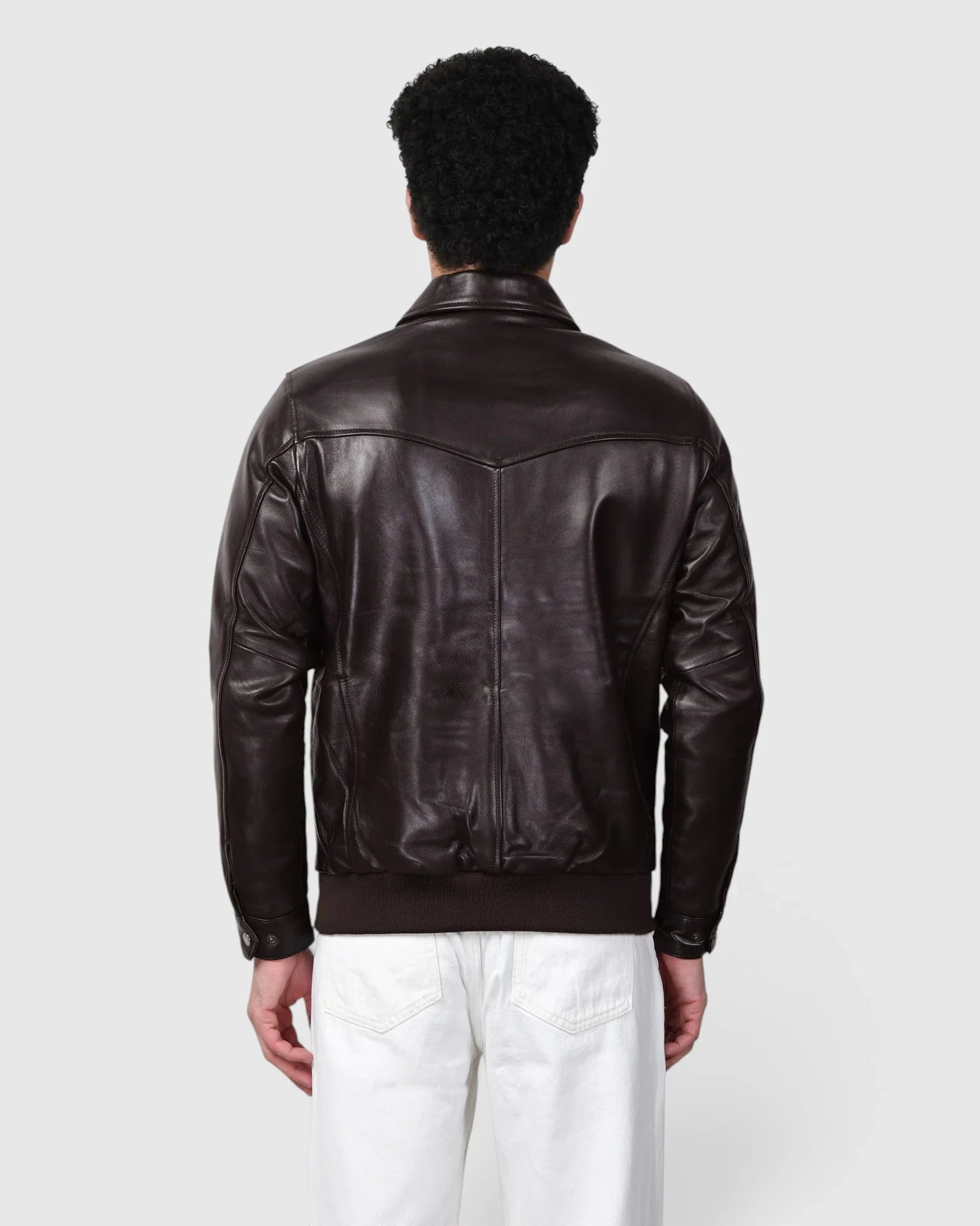 Heritage Drift Leather Bomber Jacket – Dark Brown