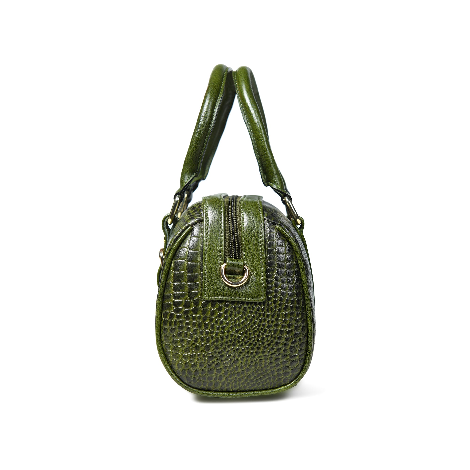 Emerald Luxe Croc Satchel - Green Colour