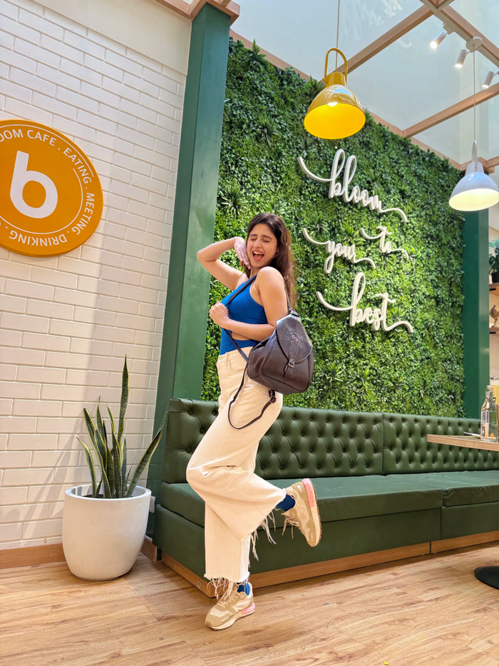 Croco Leather Shoulder Bag - Maroon colour influencer image 3