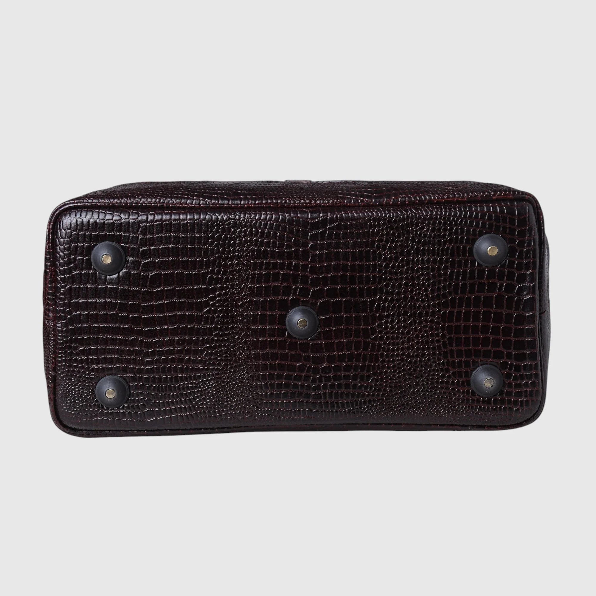 Maverick Croco Weekender Duffle Bag - Espresso Brown