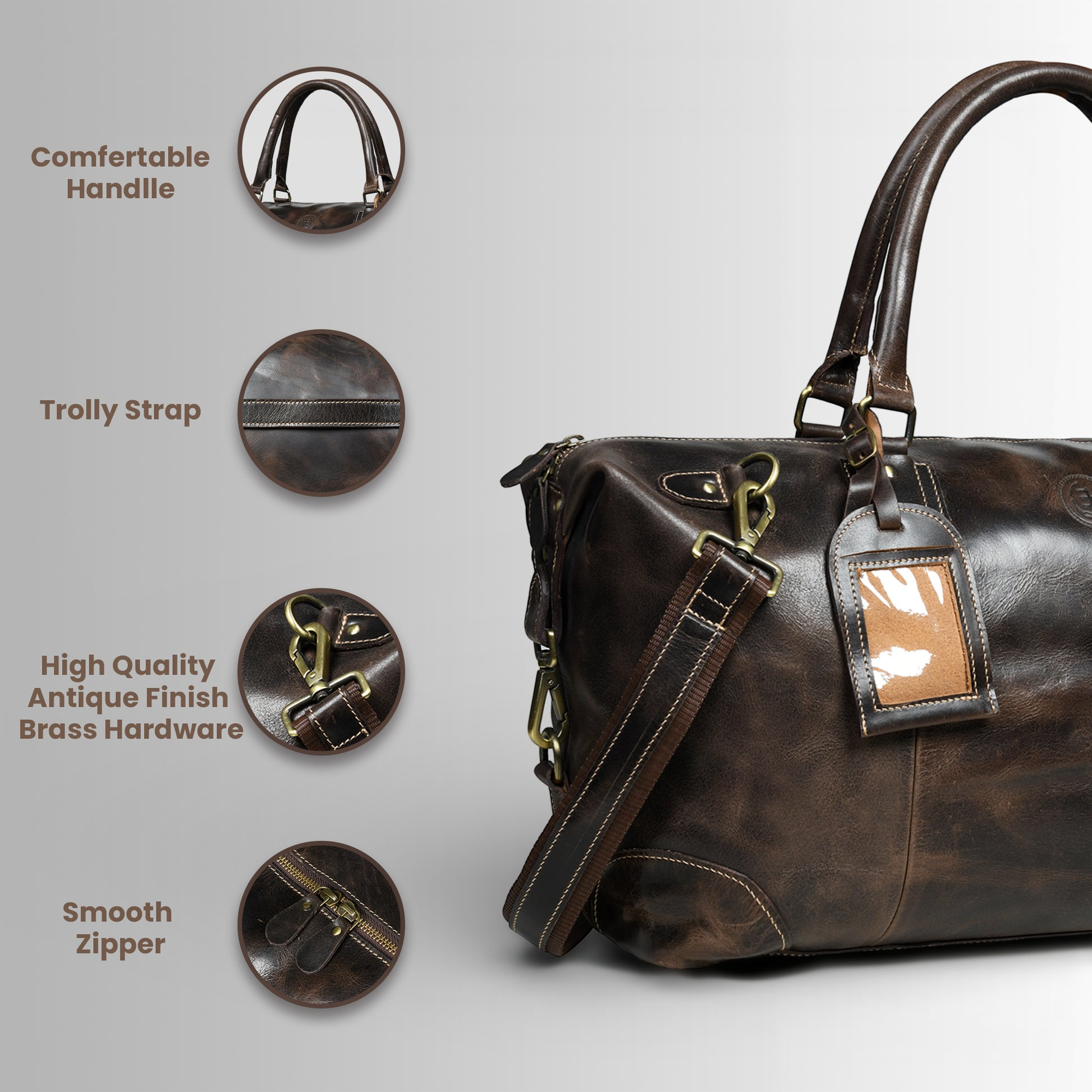 The Regent Voyager – Vintage Leather Travel Duffle - Expresso brown