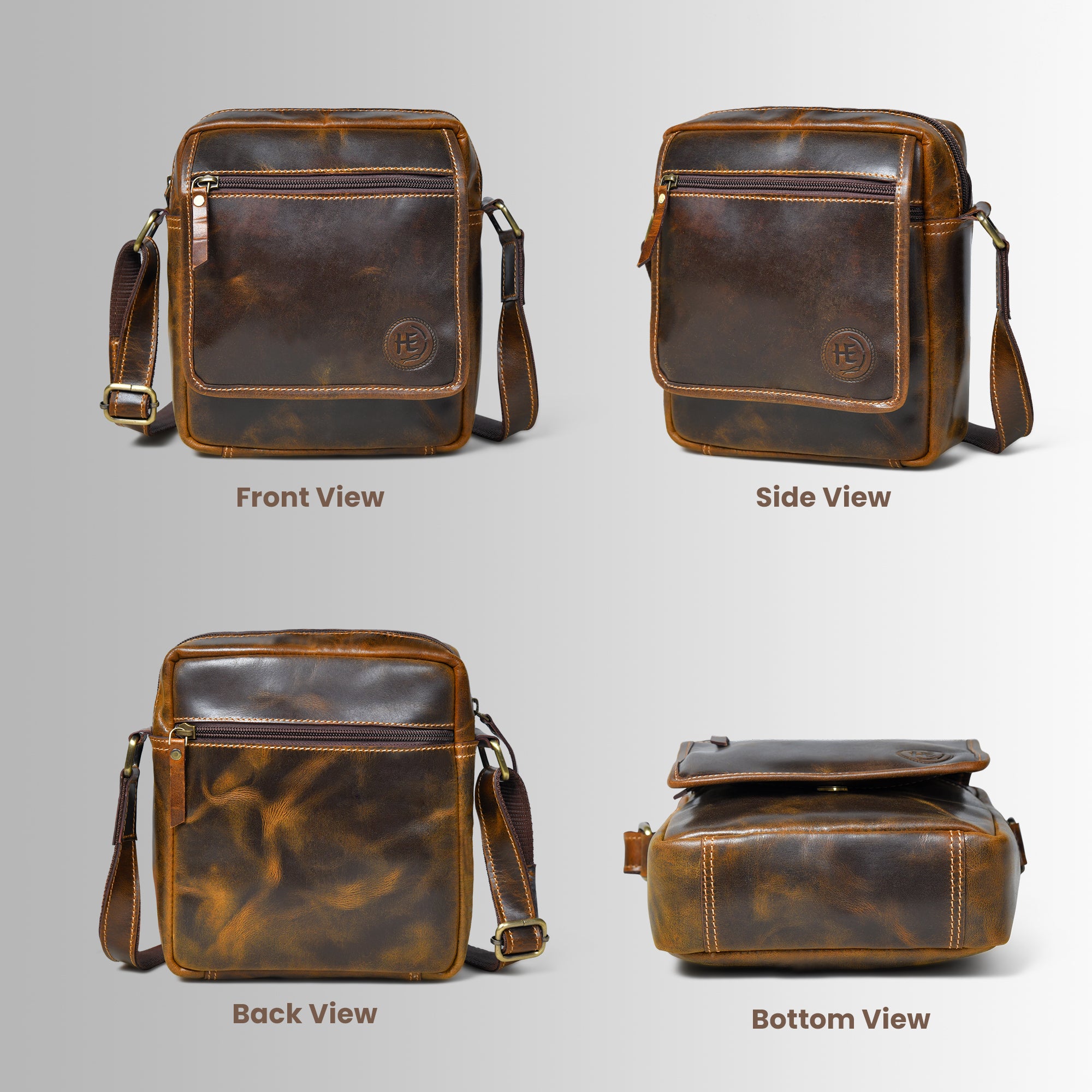 Explorer Vintage Leather Sling Bag - Brown colour