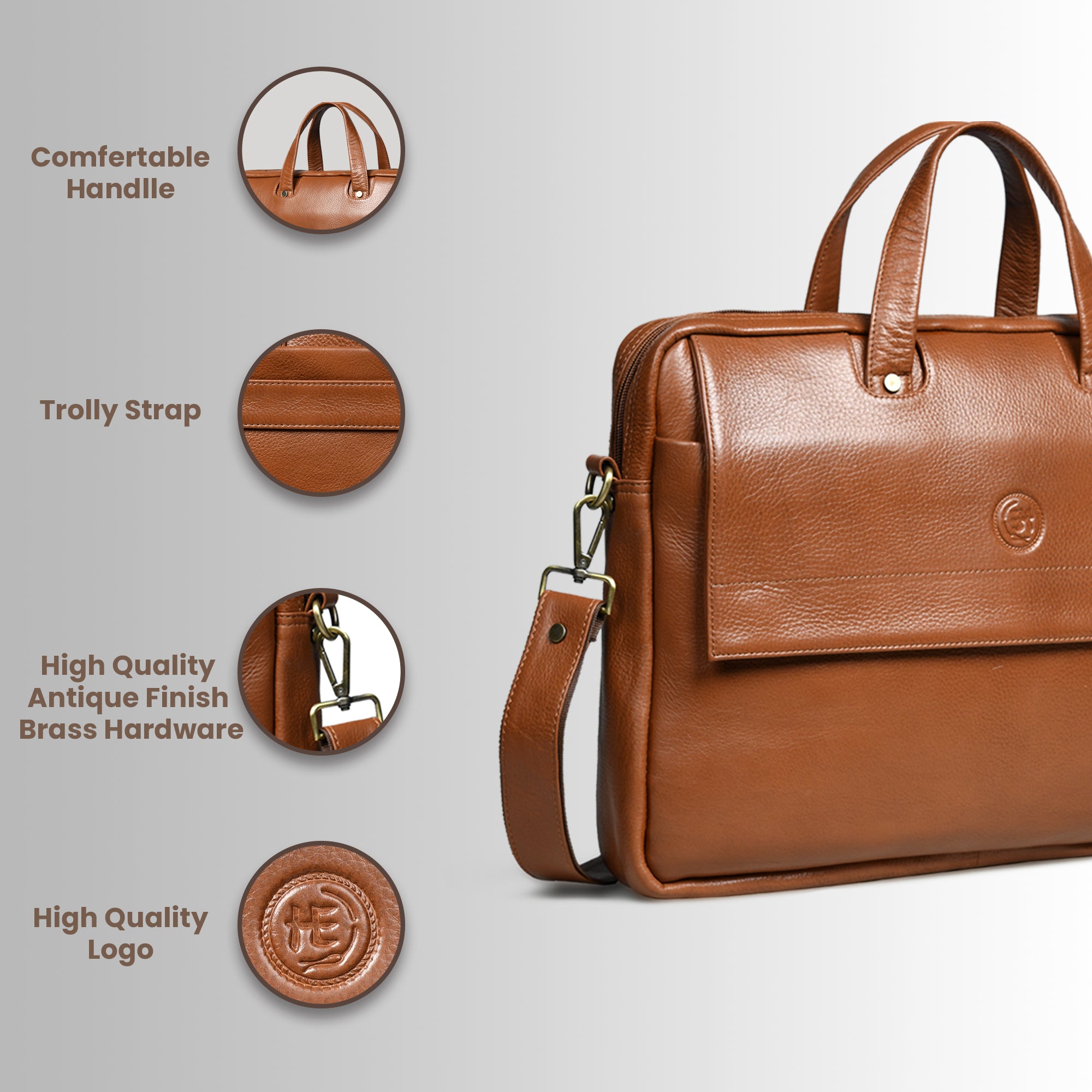 Executive Edge Leather Laptop Briefcase