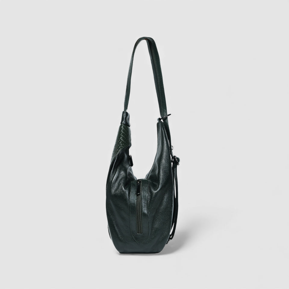 Croco Leather Shoulder Bag - Rich Green