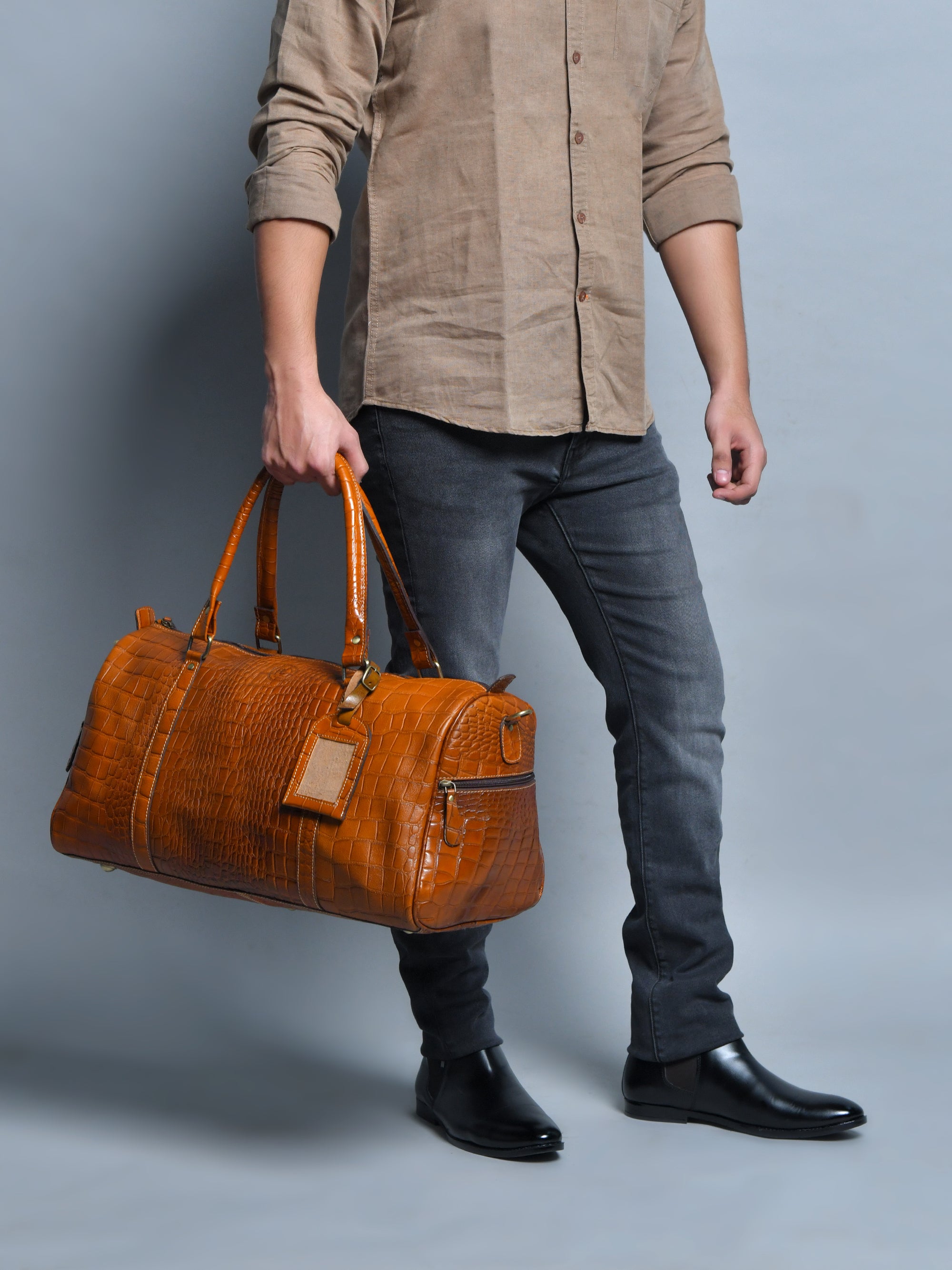 Sahara Croco Leather Travel Duffel Bag