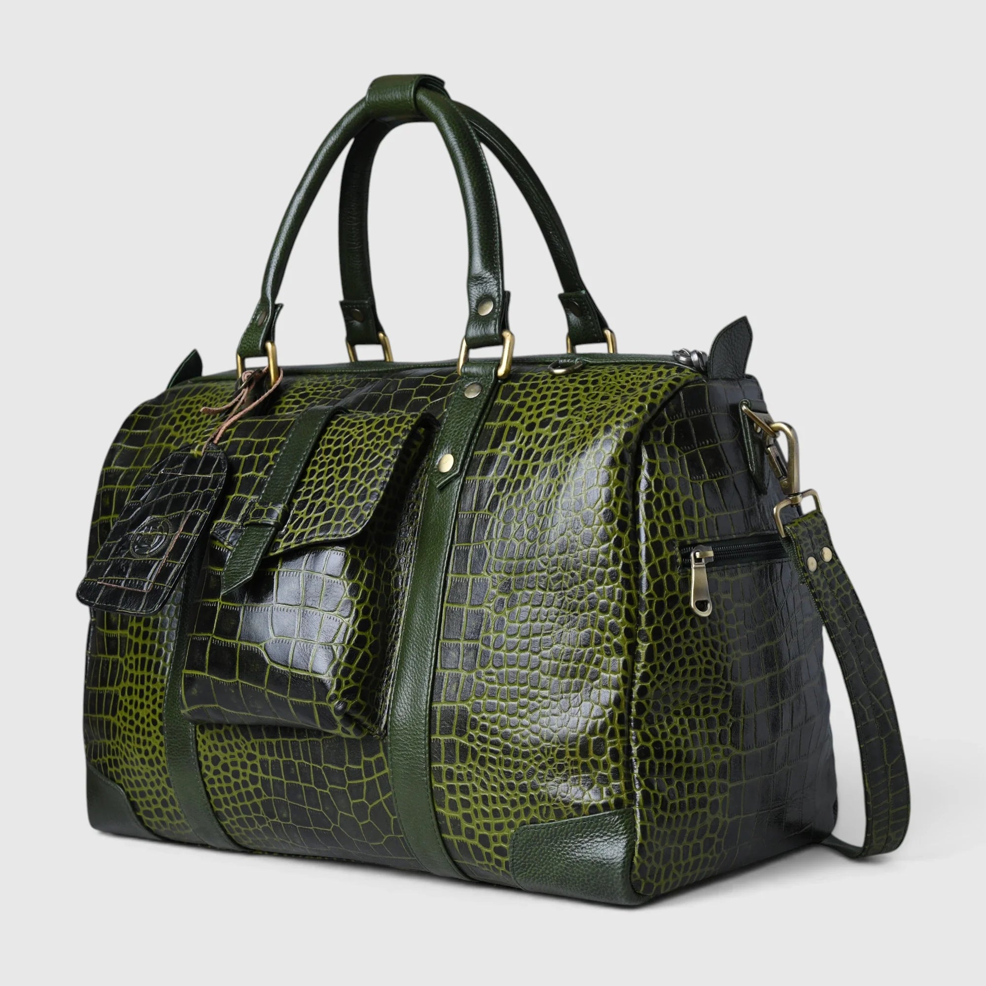 Scarlet Croco Voyager Duffle Bag - Olive Color