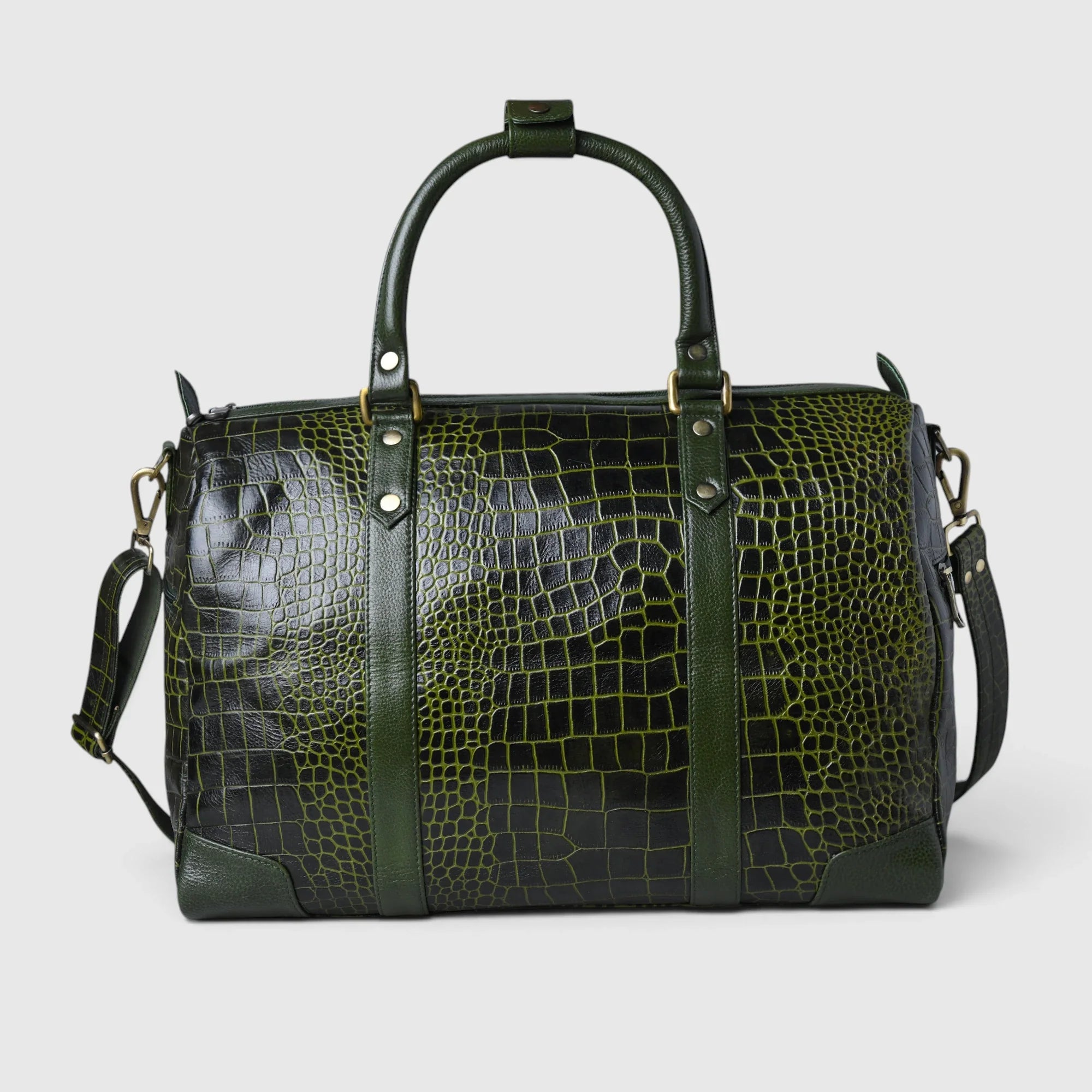 Scarlet Croco Voyager Duffle Bag - Olive Color