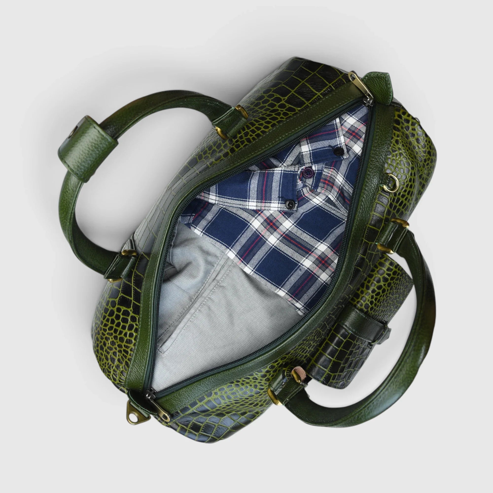Scarlet Croco Voyager Duffle Bag - Olive Color