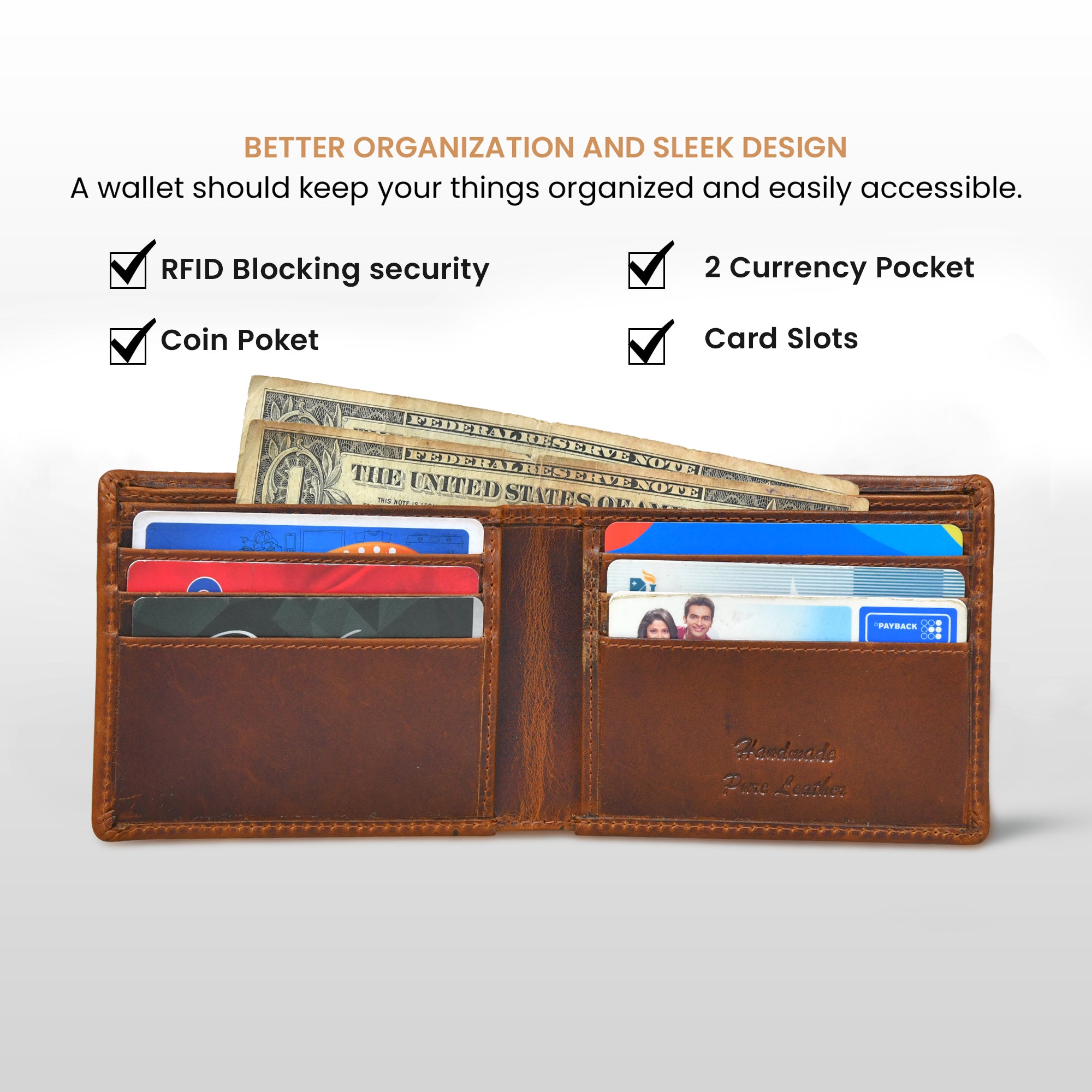 Timeless Leather Wallet | Handcrafted RFID-Blocking Bifold