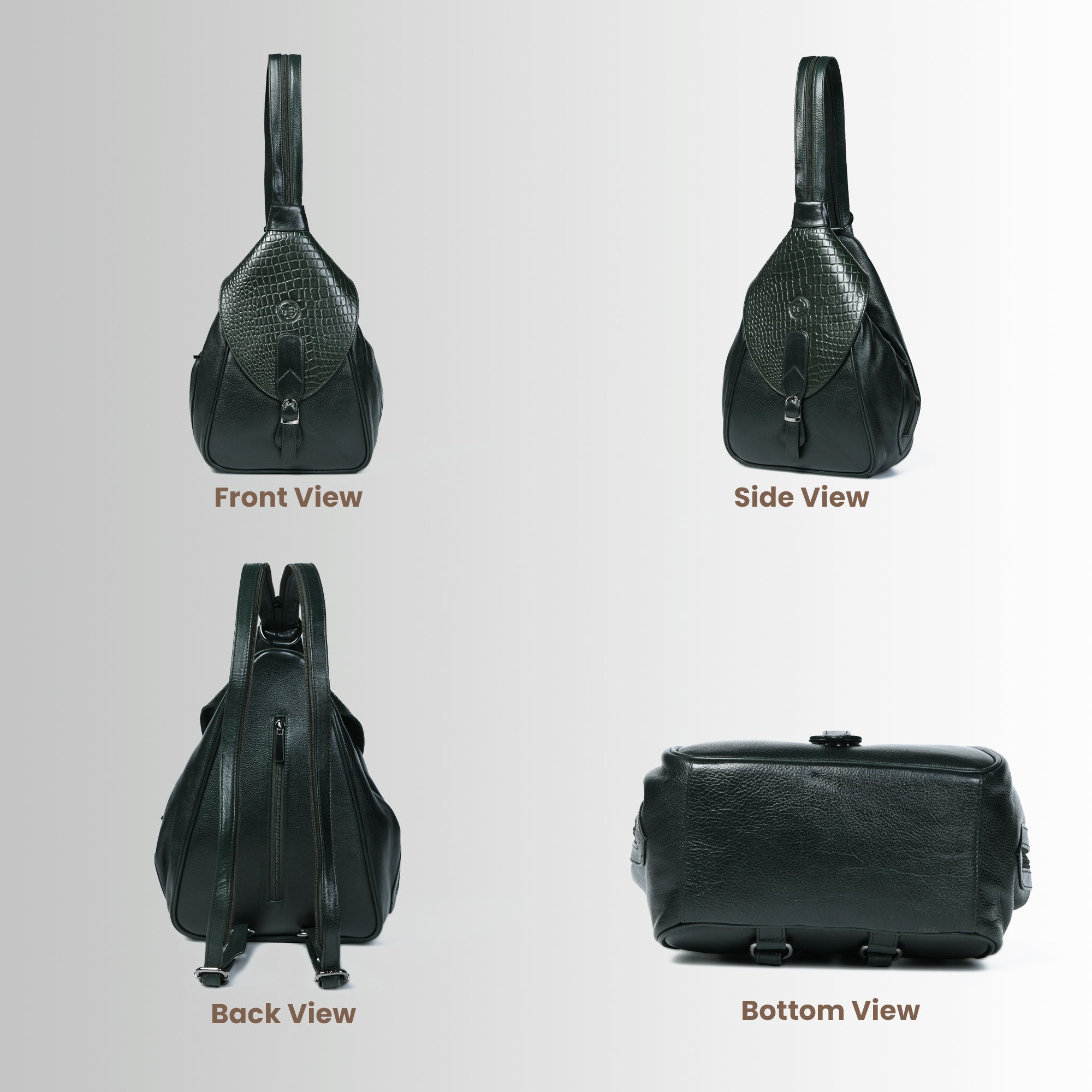 Maroon Croco Leather Shoulder Bag - Black Colour