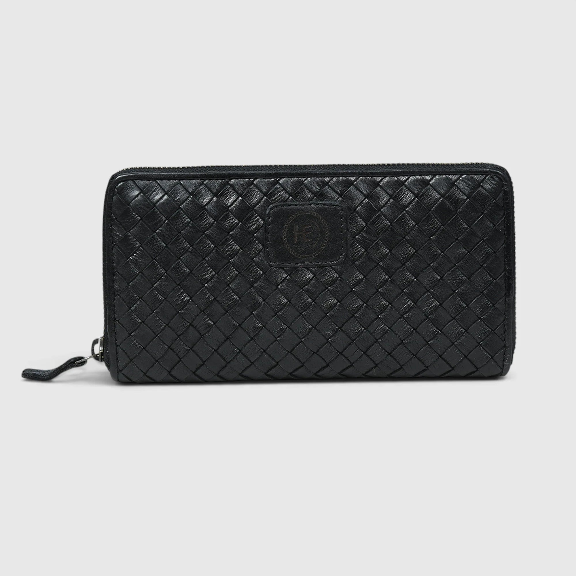 Aurelian Woven Zip Wallet – Black Color