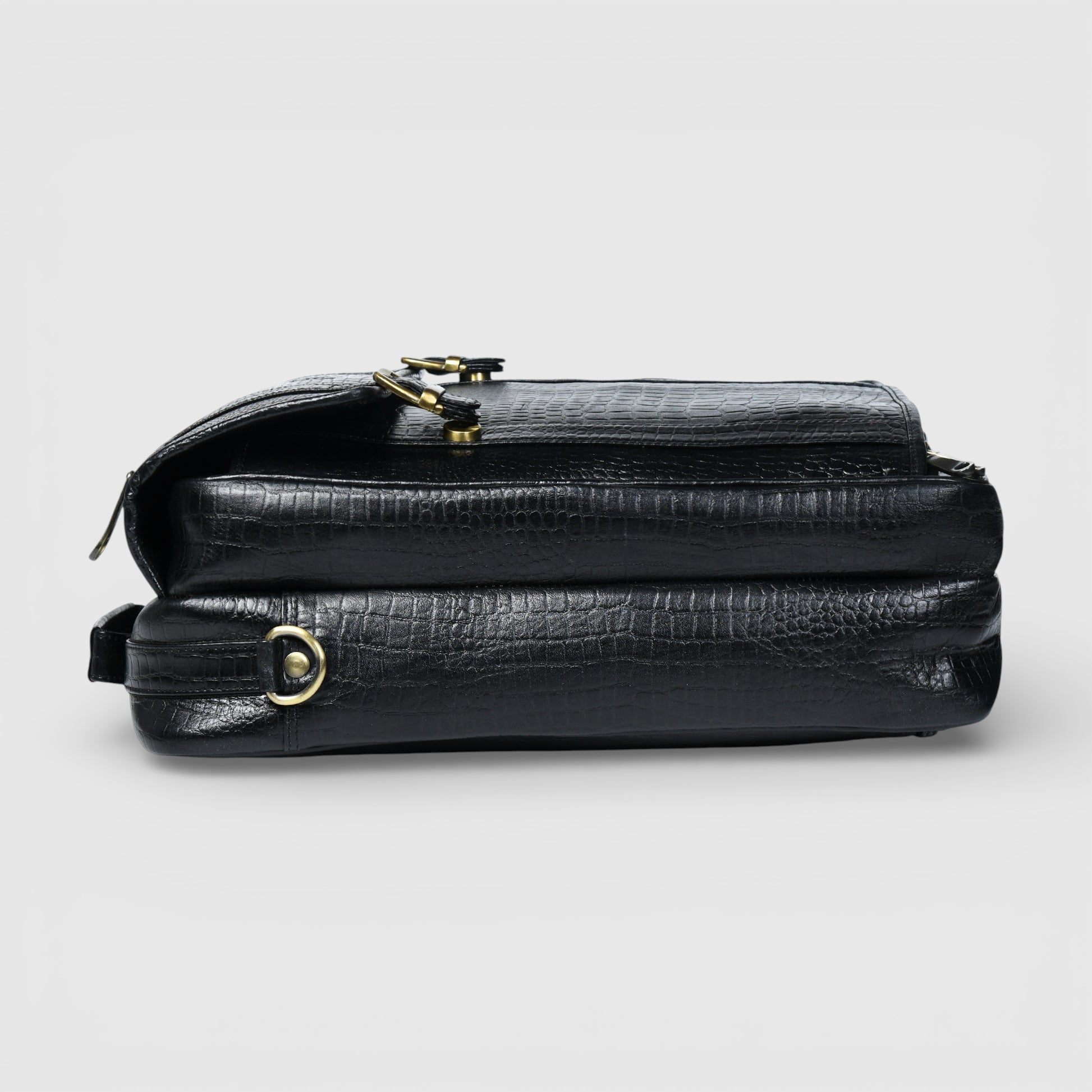 Heritage Voyager Convertible Leather Backpack – Croco Textured Laptop Backpack & Briefcase | Black colour